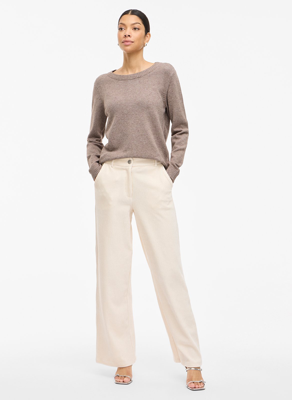 Round-neck sweater VILA Brown