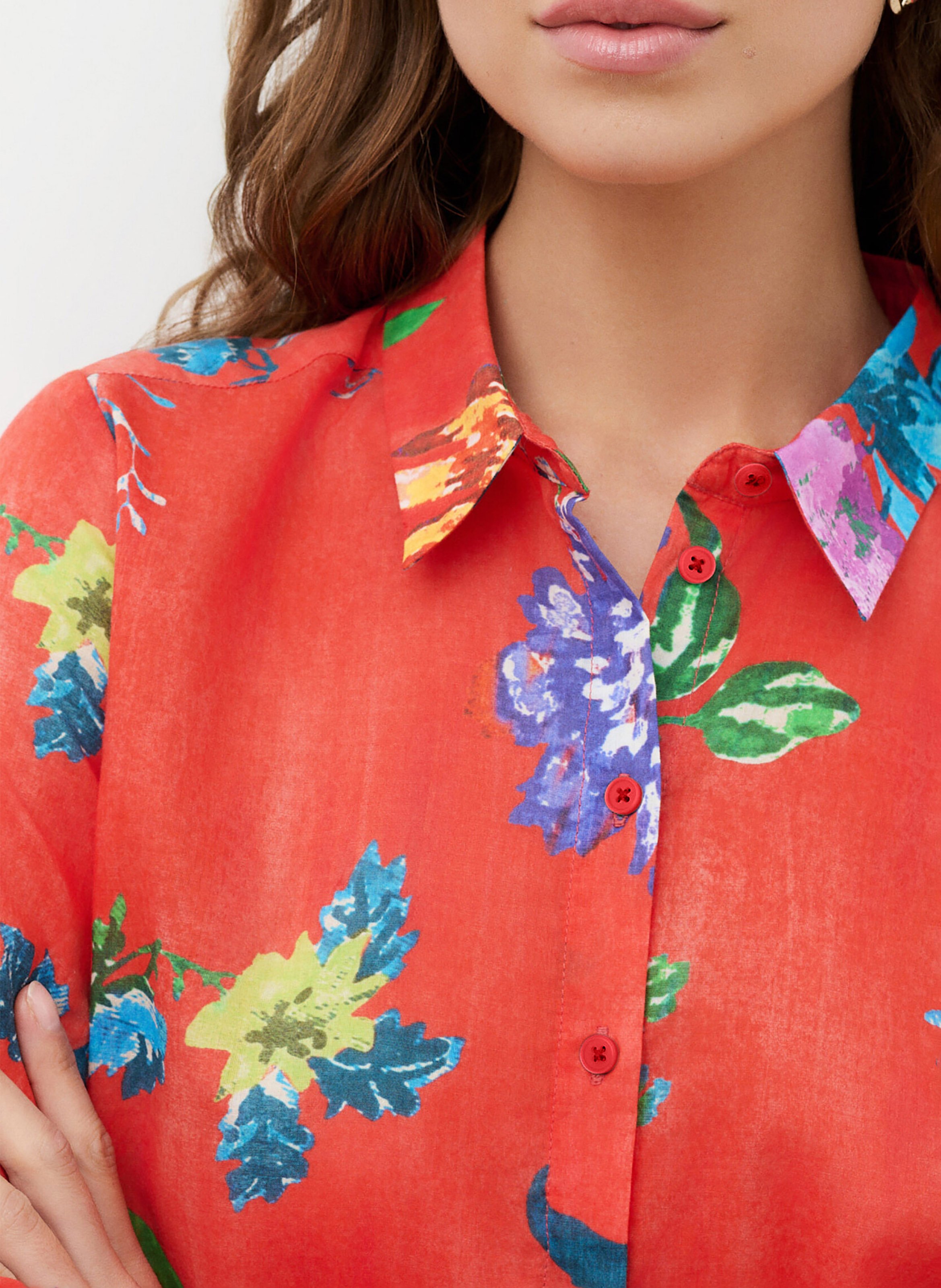 Cotton shirt with floral print CAROLL Red