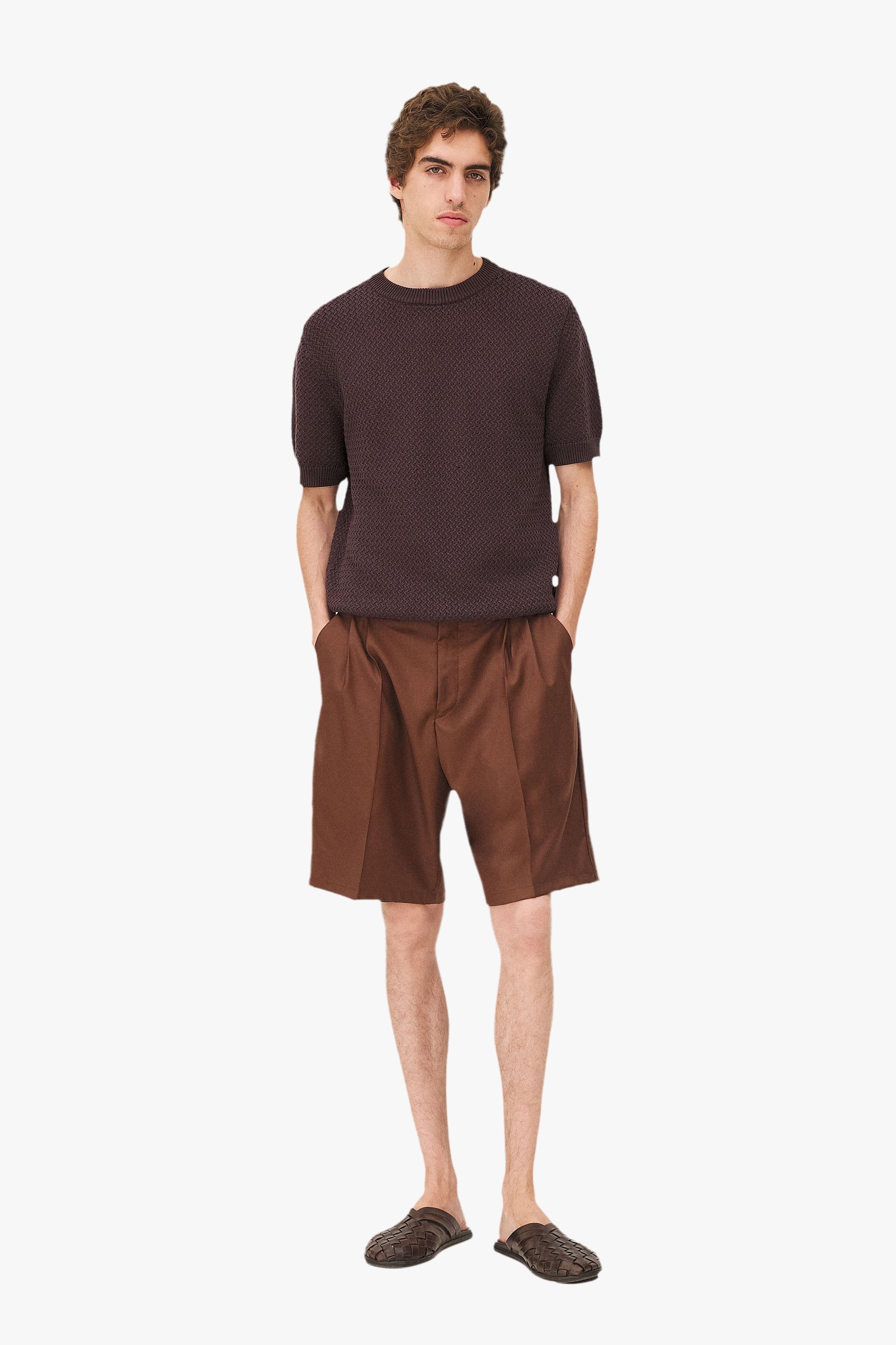 Short-sleeved knit madera Noyoco Brown