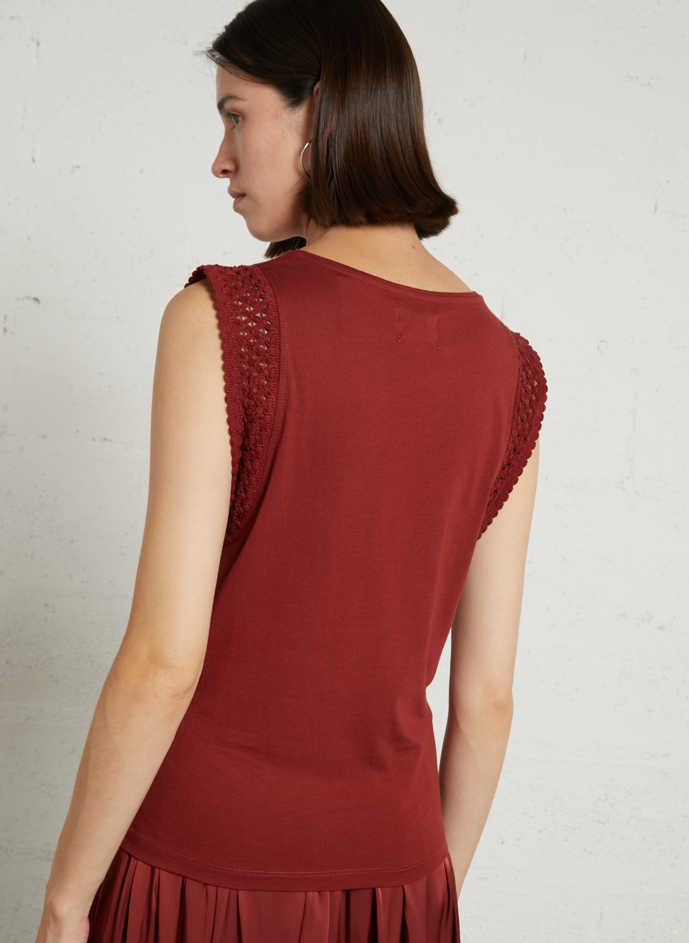 Straight fit cotton blend t-shirt MAISON 123 Red