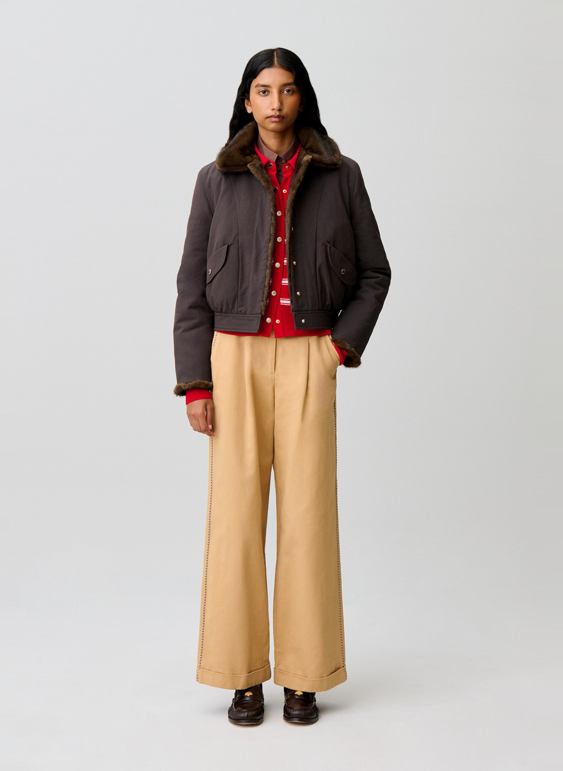 Parka col classique en coton mélangé CLAUDIE PIERLOT Marron