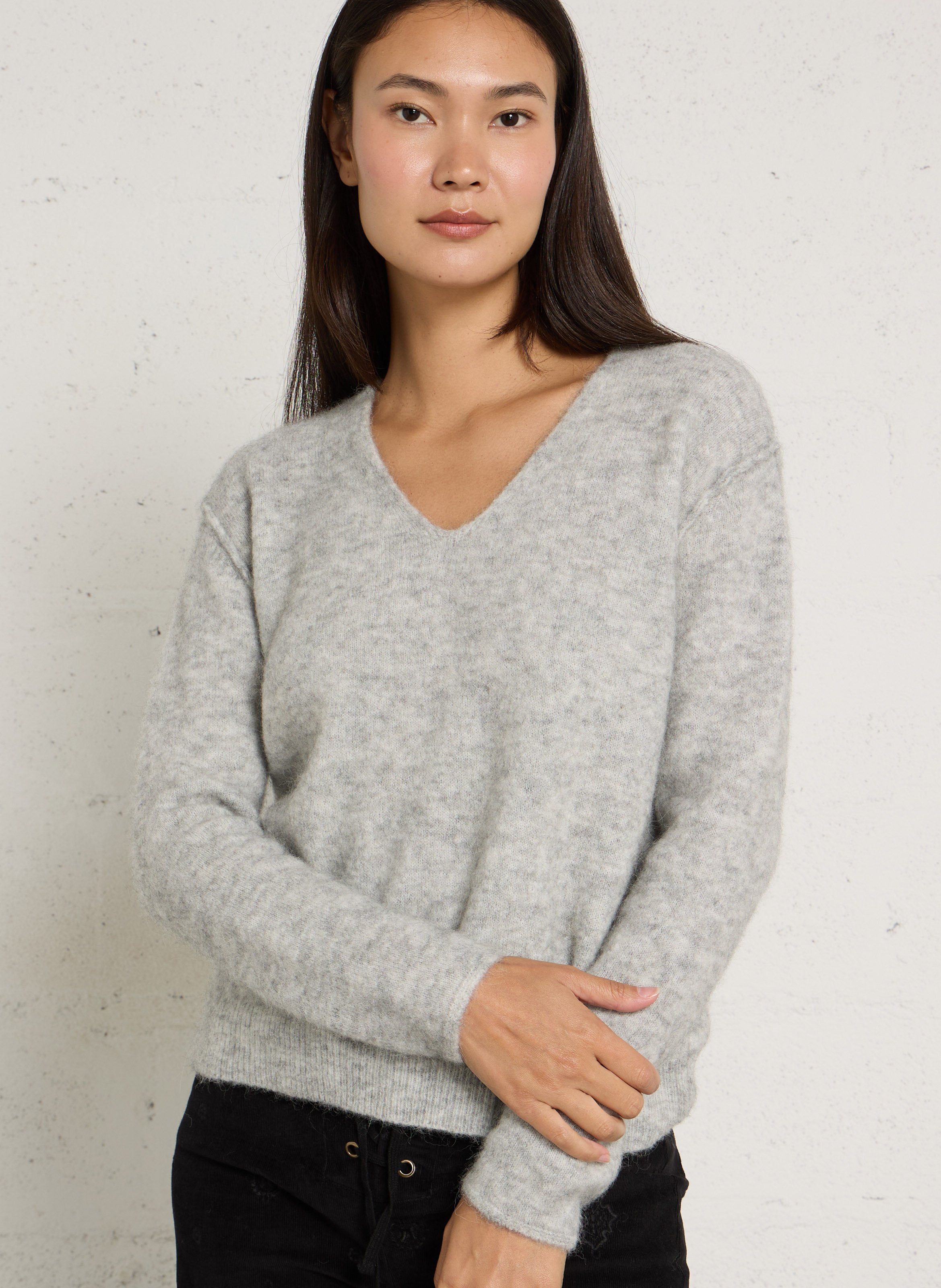 Pull oversize en laine mélangée MAISON ANJE Argent