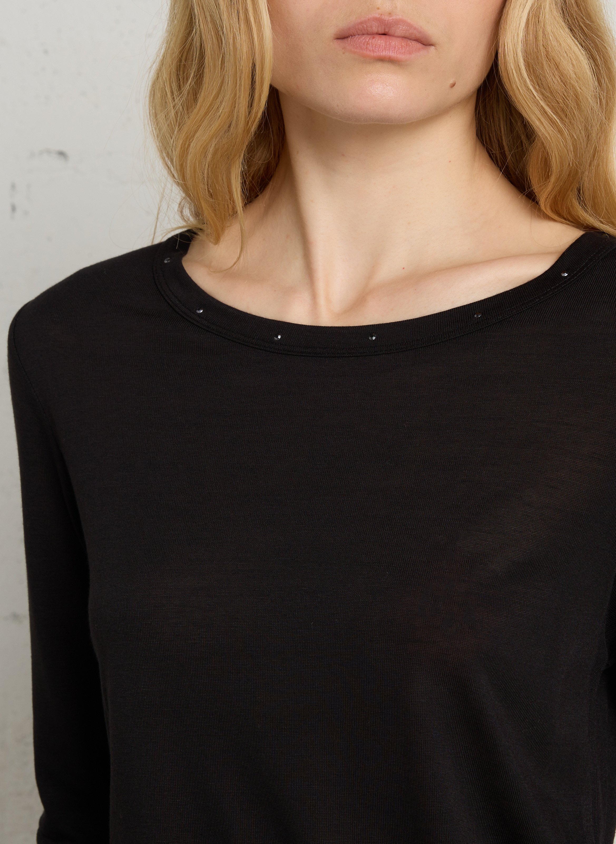 Recht T-shirt met ronde h LE TEMPS DES CERISES Zwart