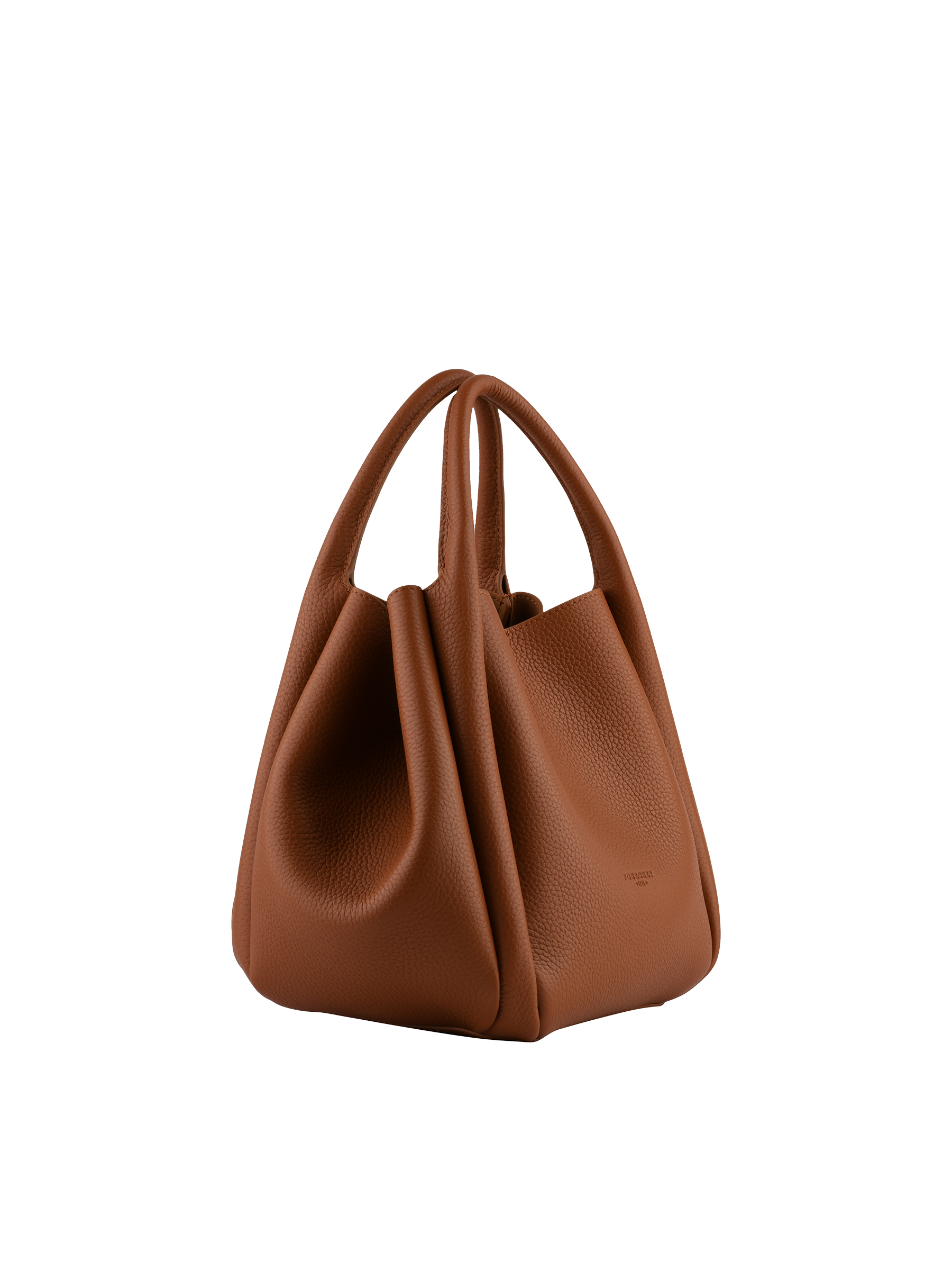 Calfskin leather handbag POURCHET Brown