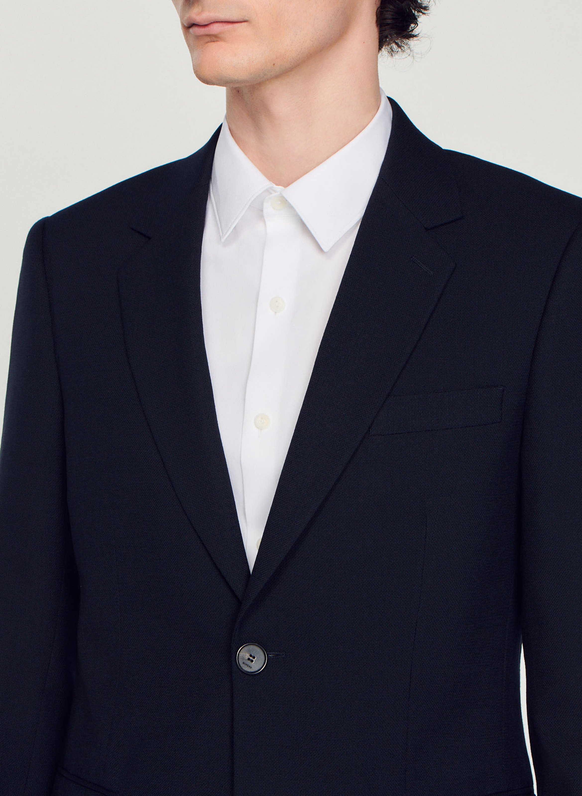 Veste col tailleur en laine SANDRO Bleu
