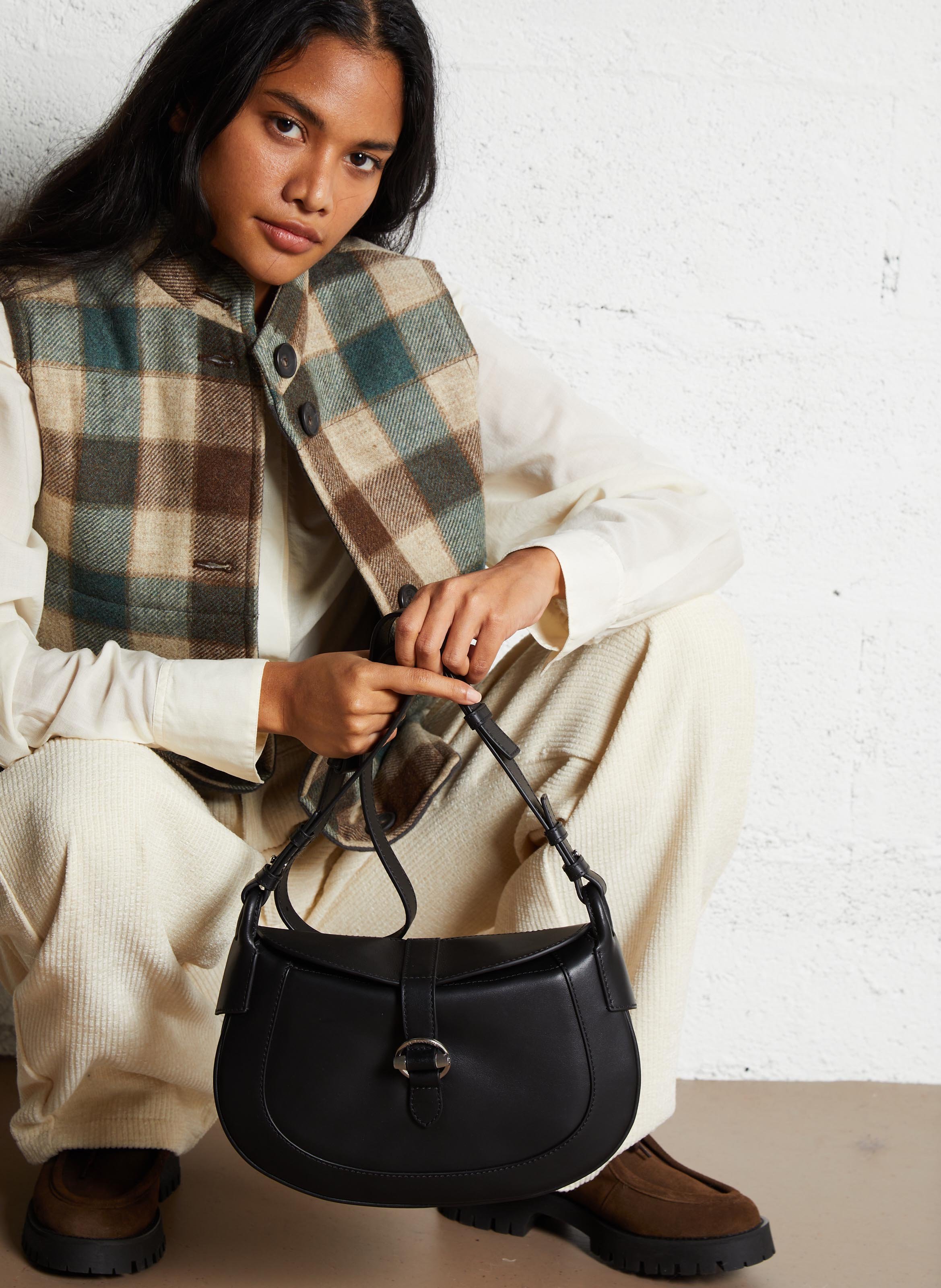 Petit sac bandoulière en cuir  Noir