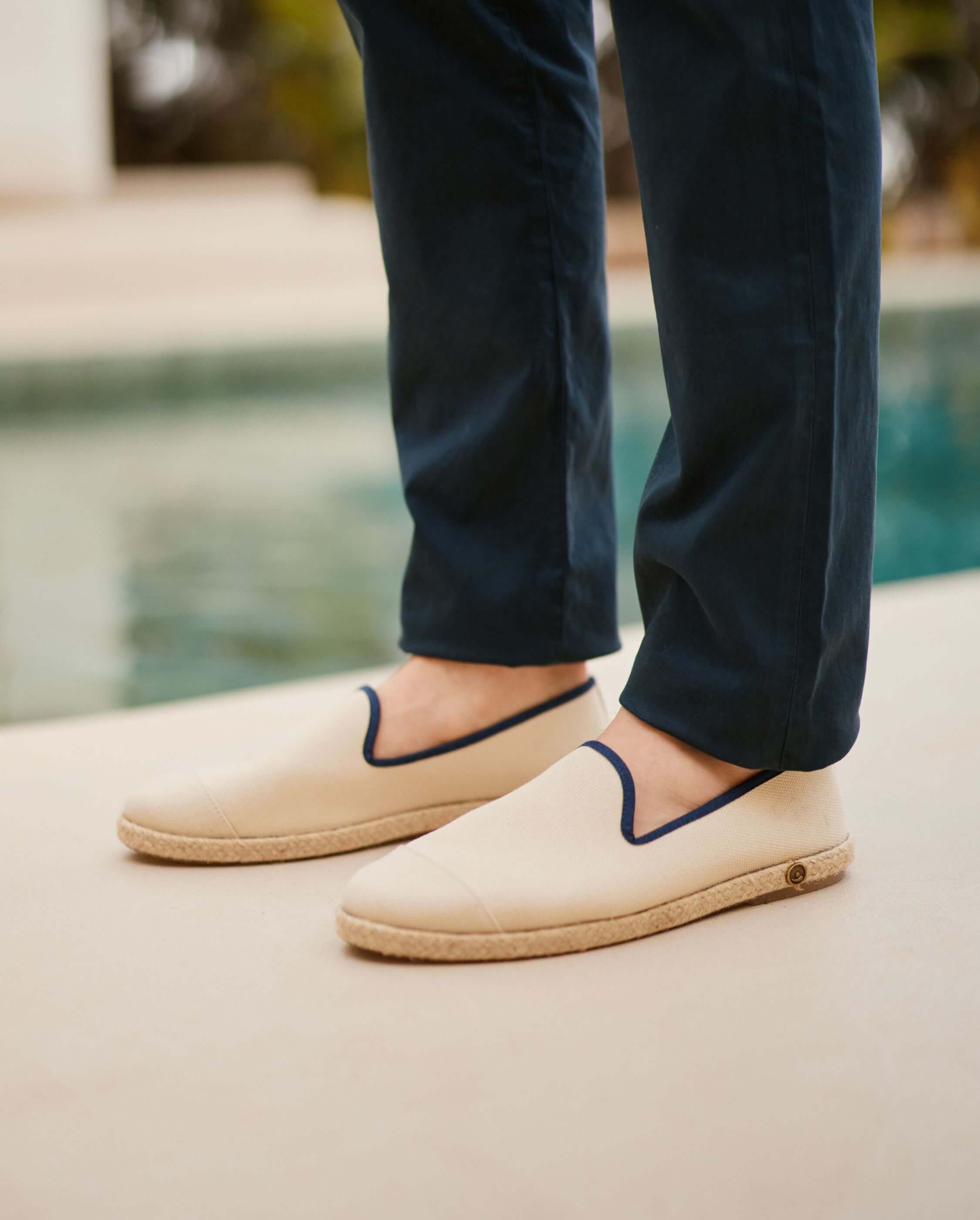 Men's cotton espadrilles, beige navy ANGARDE Beige