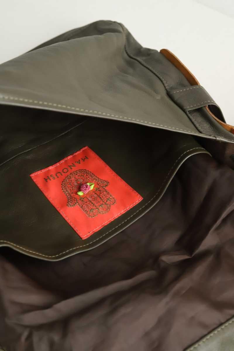 Leather messenger bag Manoush - Seconde Main Khaki