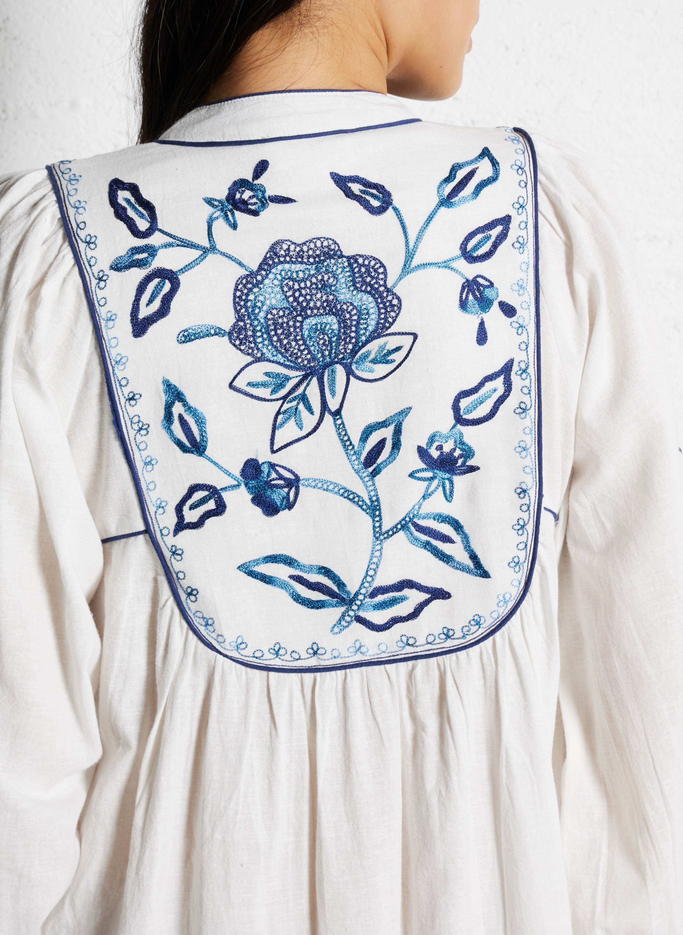 Robe midi col tunisien en coton M.A.B.E Beige