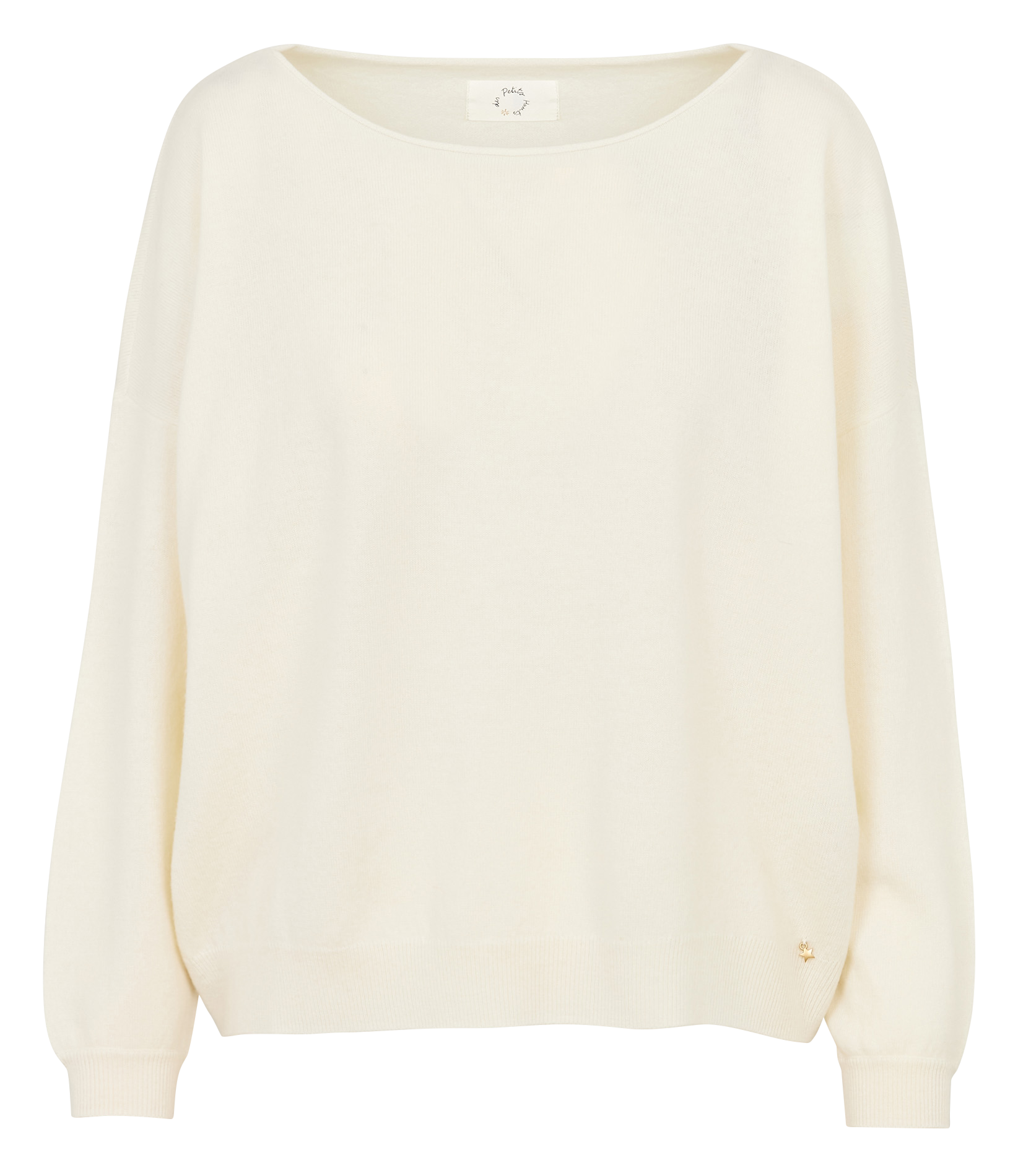Wool boat neck sweater with rolled edges DES PETITS HAUTS Beige