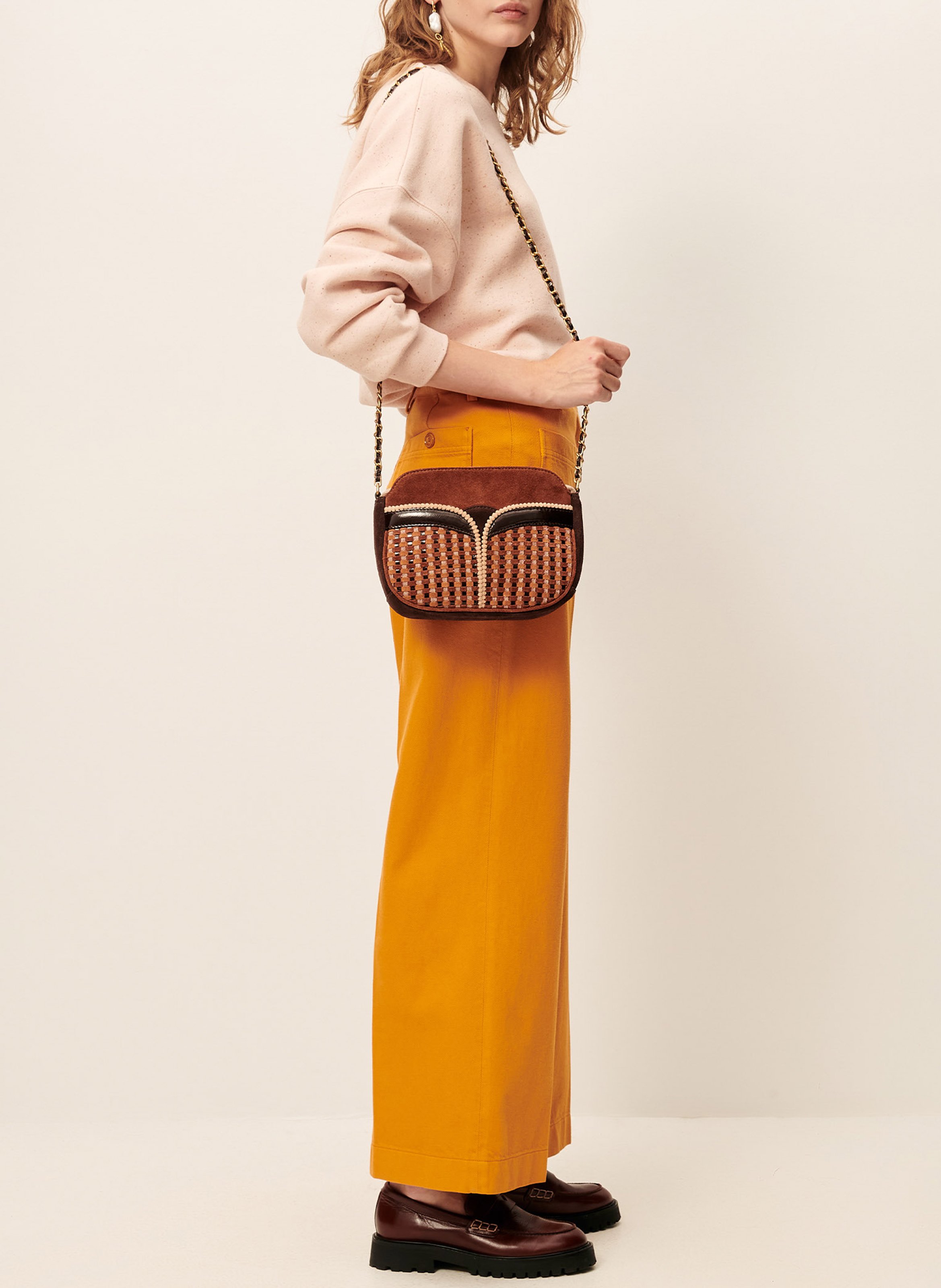 High-rise straight cotton jeans SESSUN Orange