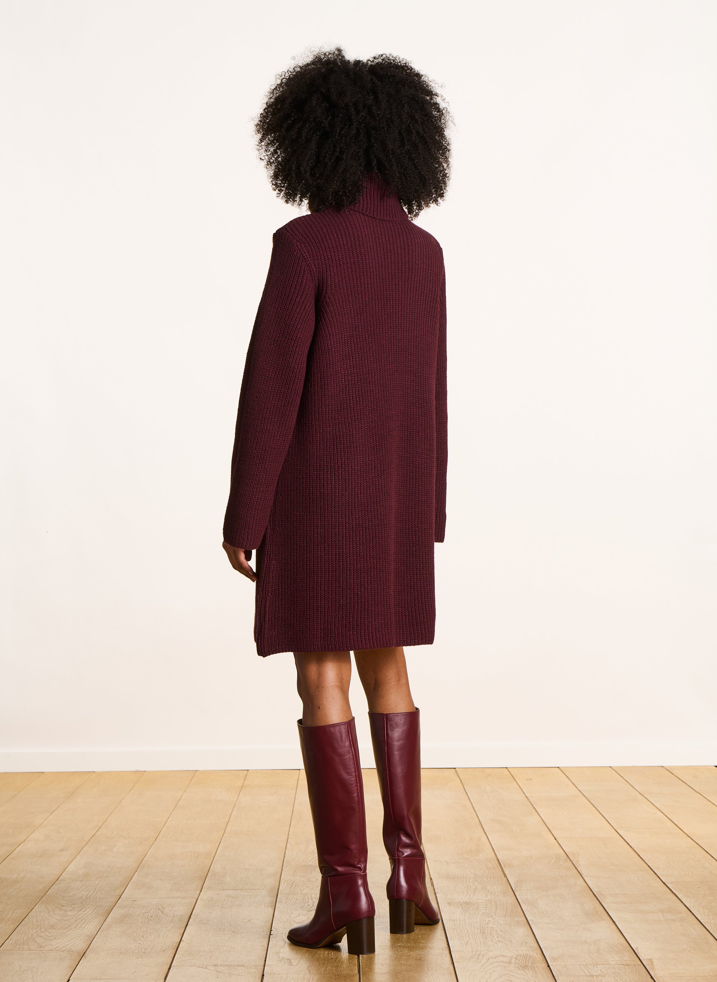 Short dress in beaded ribbed knit LA FEE MARABOUTEE Brown