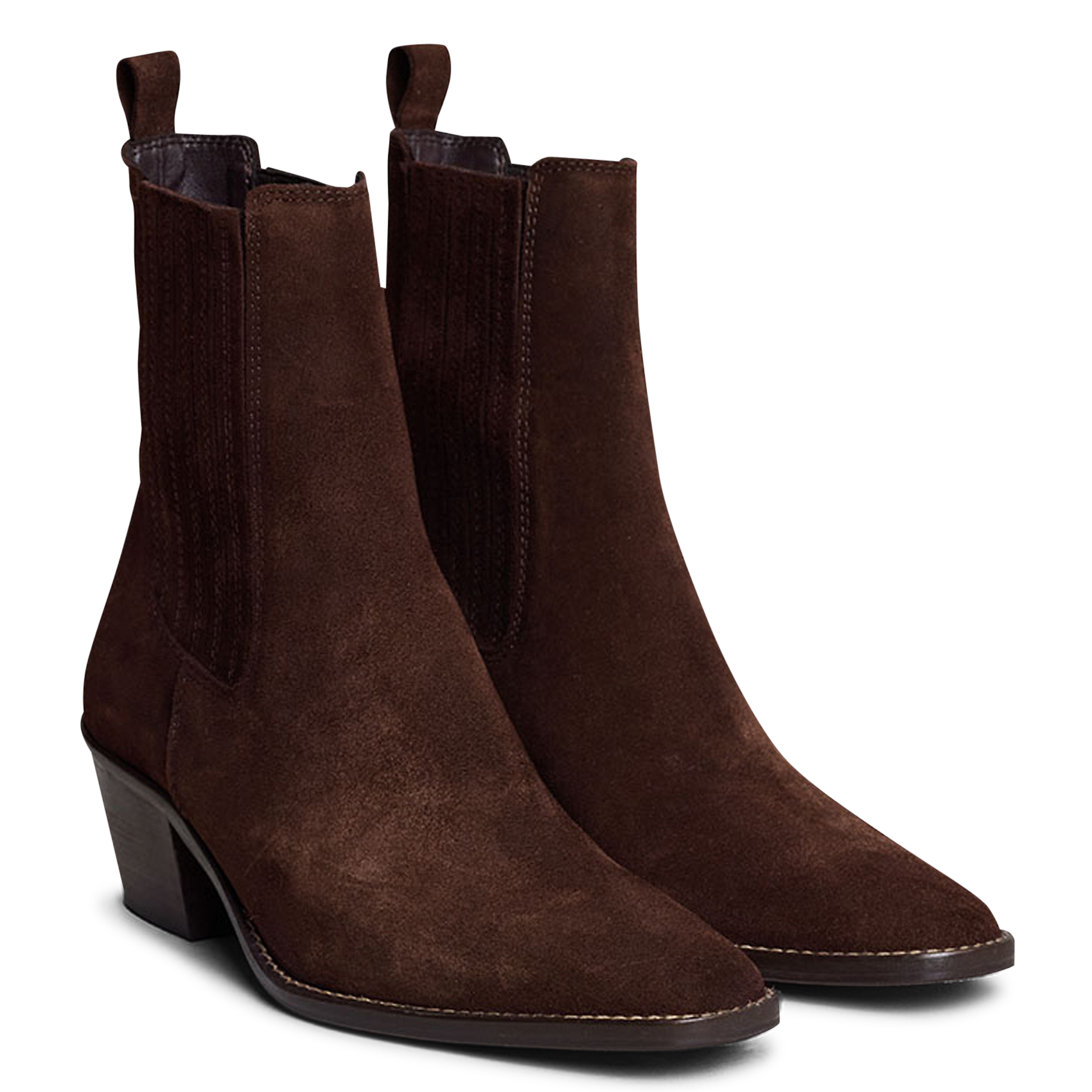 Low suede cowboy boots with medium heel JONAK Brown