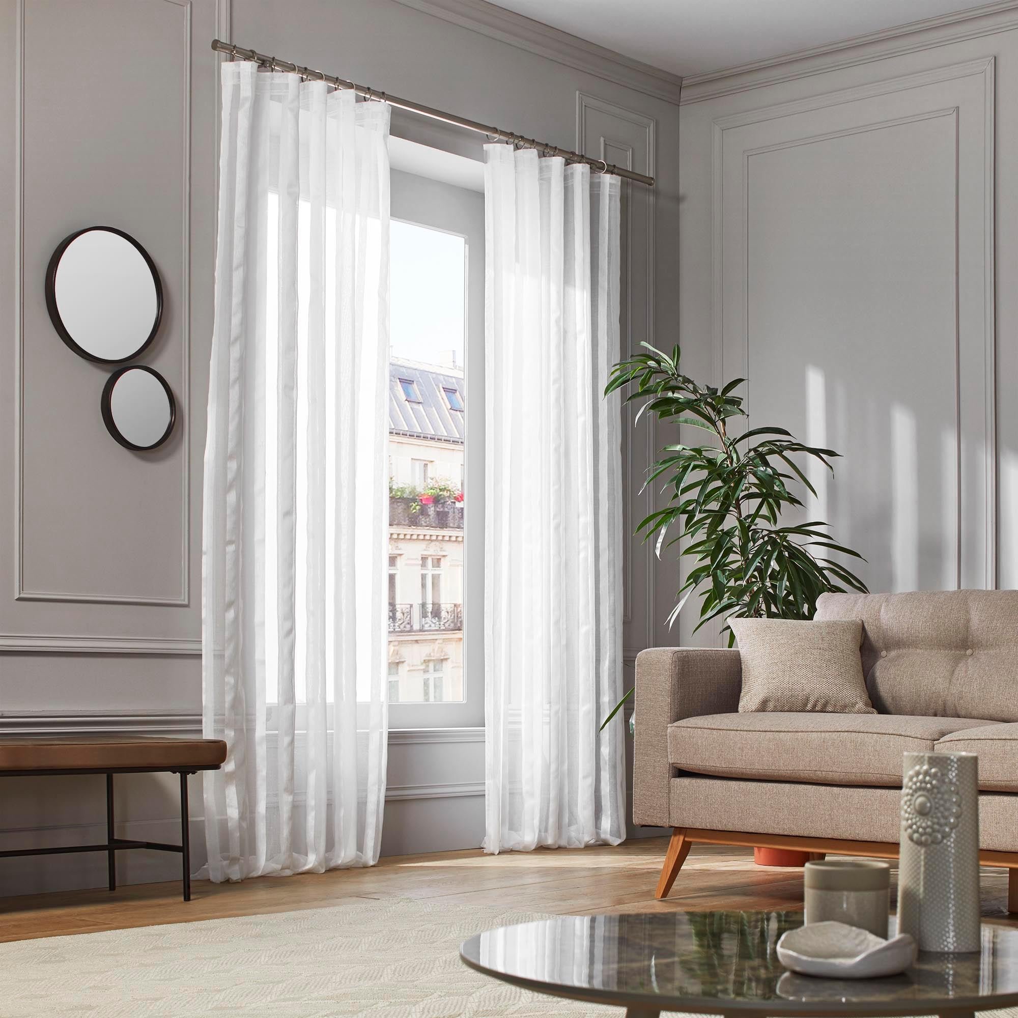 Curtain with gathered ribbon trim MADURA White