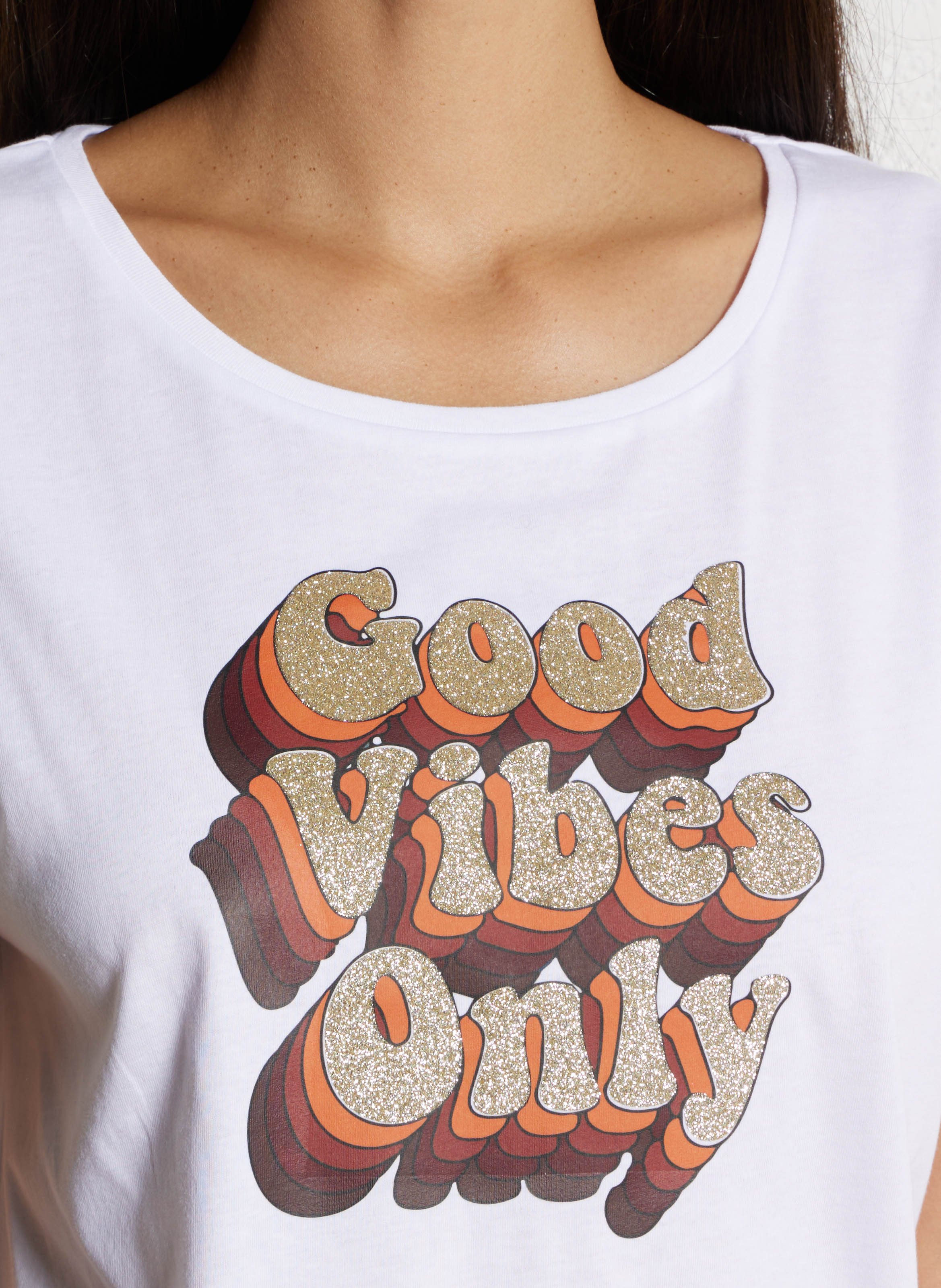 Oversized round-neck cotton T-shirt PLEASE White