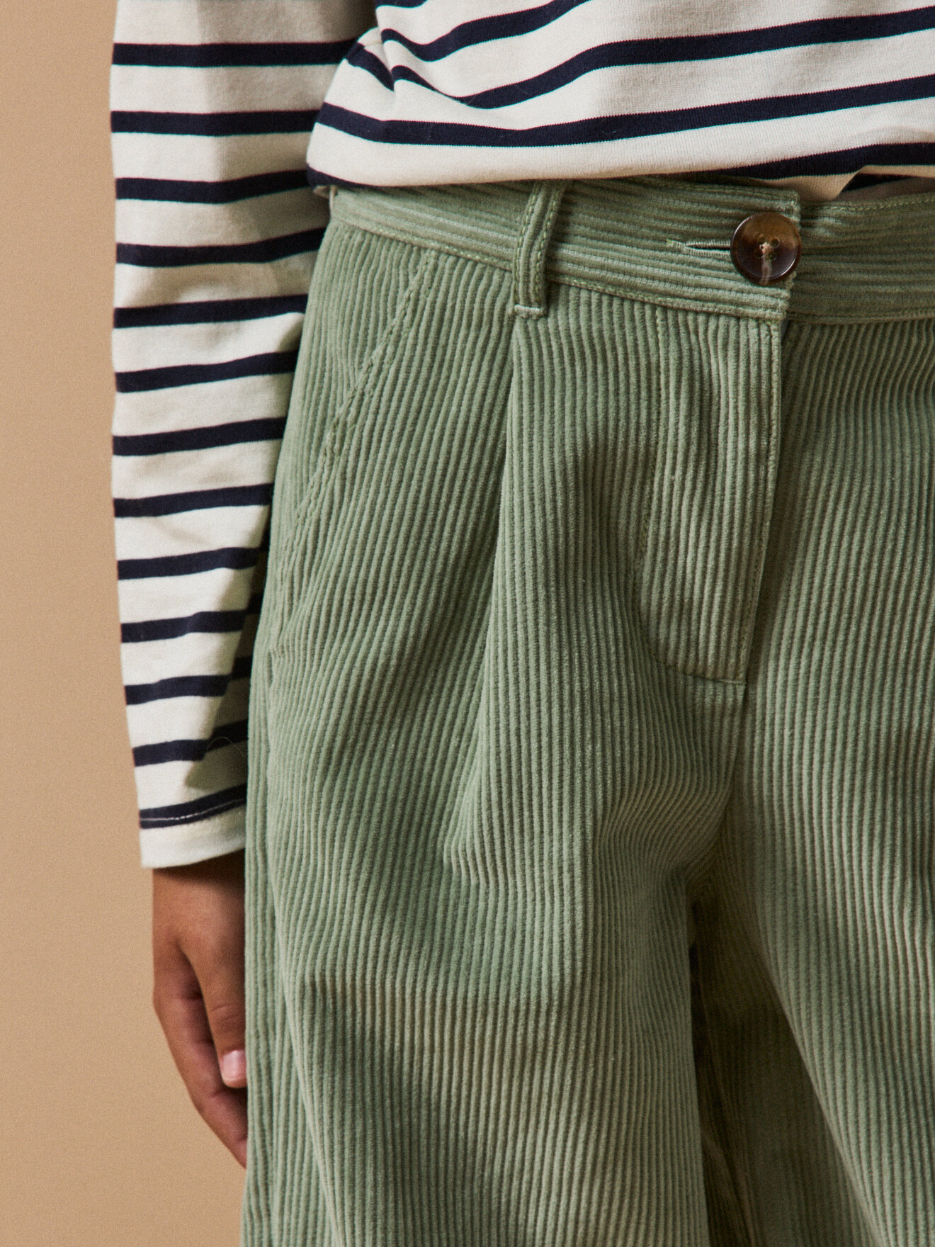 Flared velvet pants CYRILLUS Green