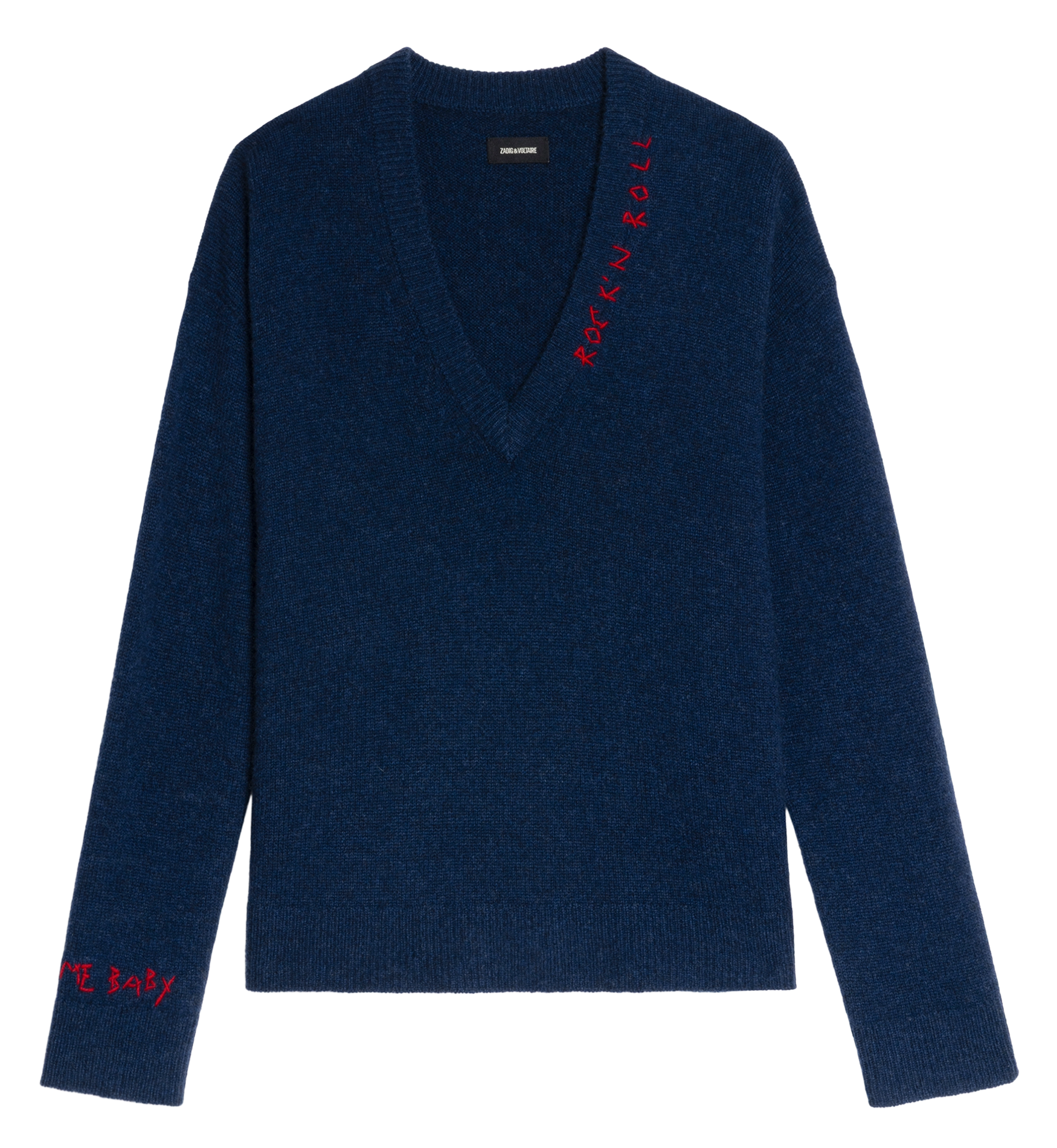 Kasjmier trui met V-hals Blauw