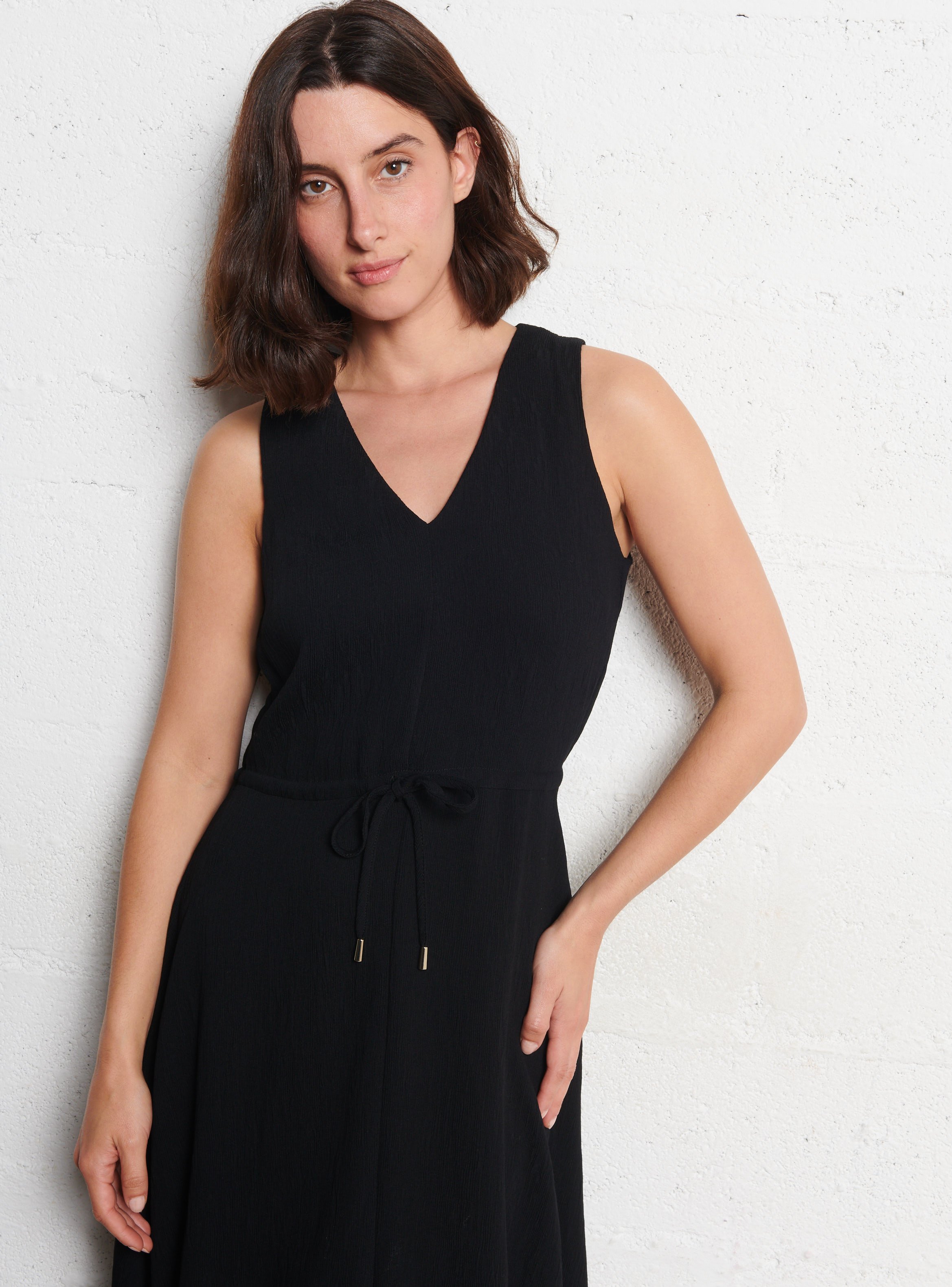 Robe midi col v  MAISON 123 Noir