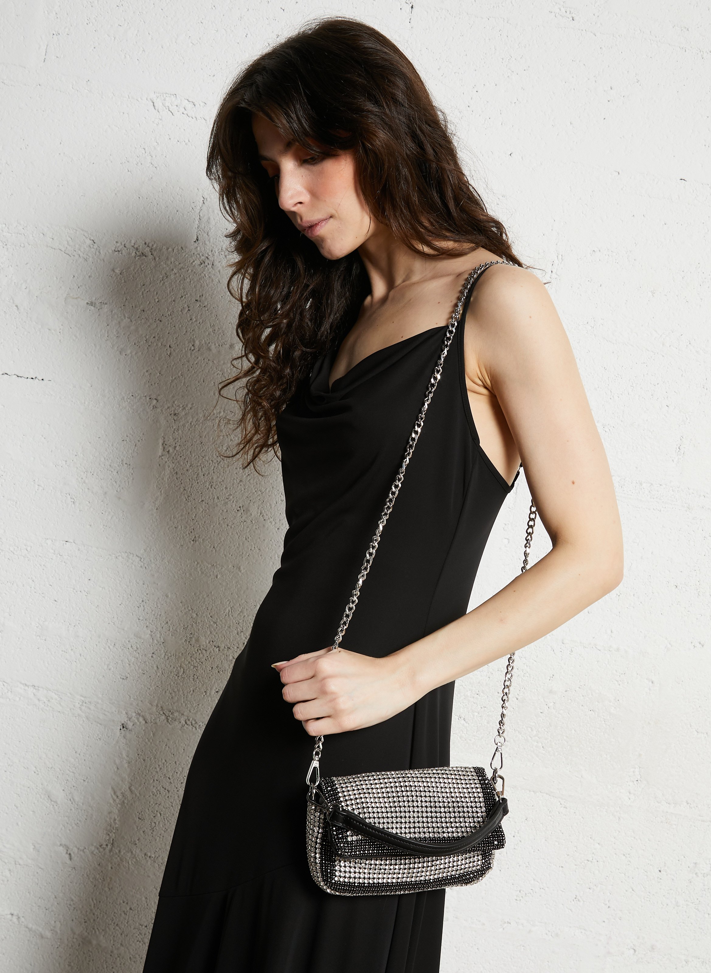 Mini clutch met strass AU PRINTEMPS PARIS Zilver