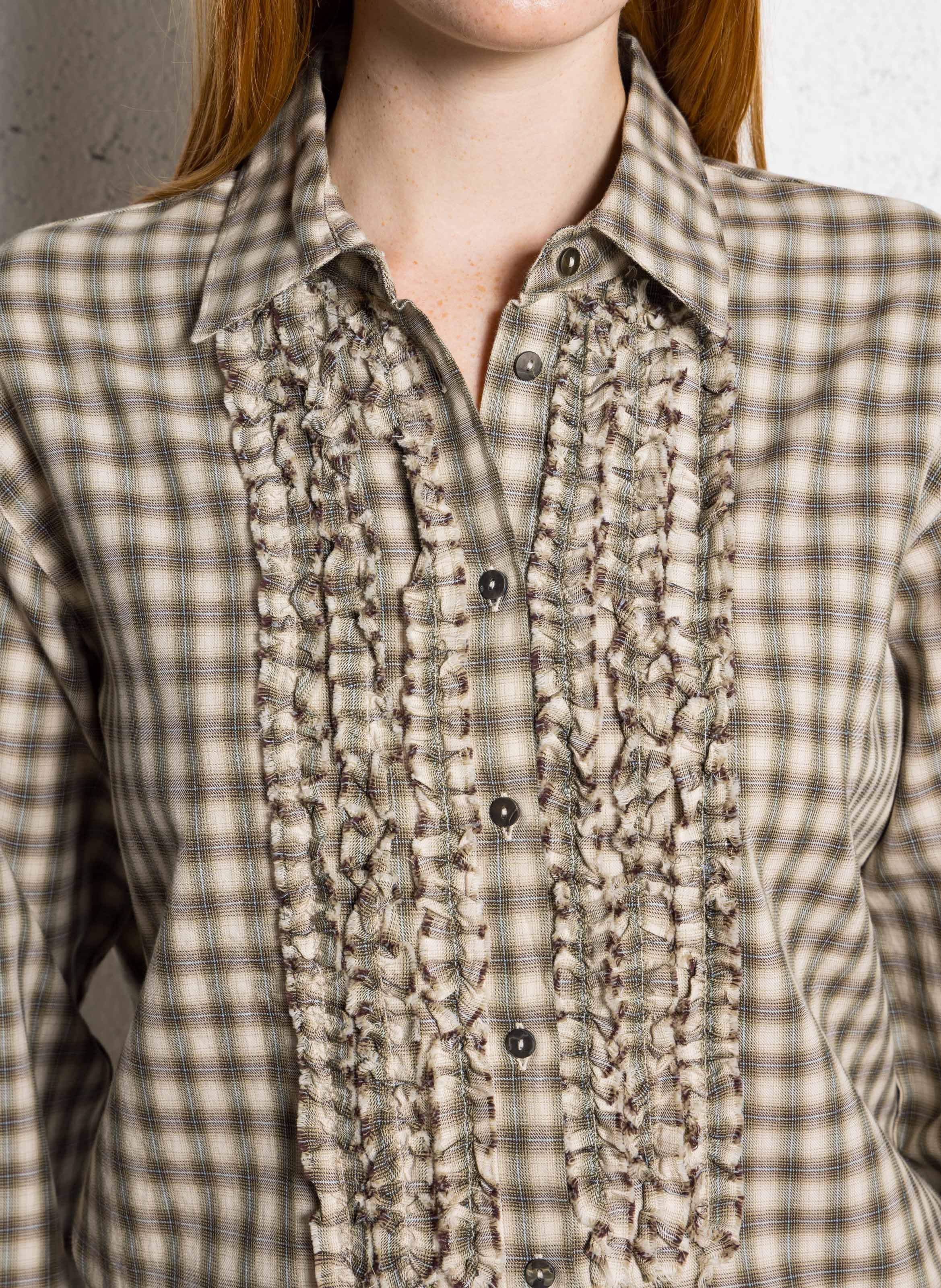 Chemise droite col classique à carreaux en coton DIEGA Vert