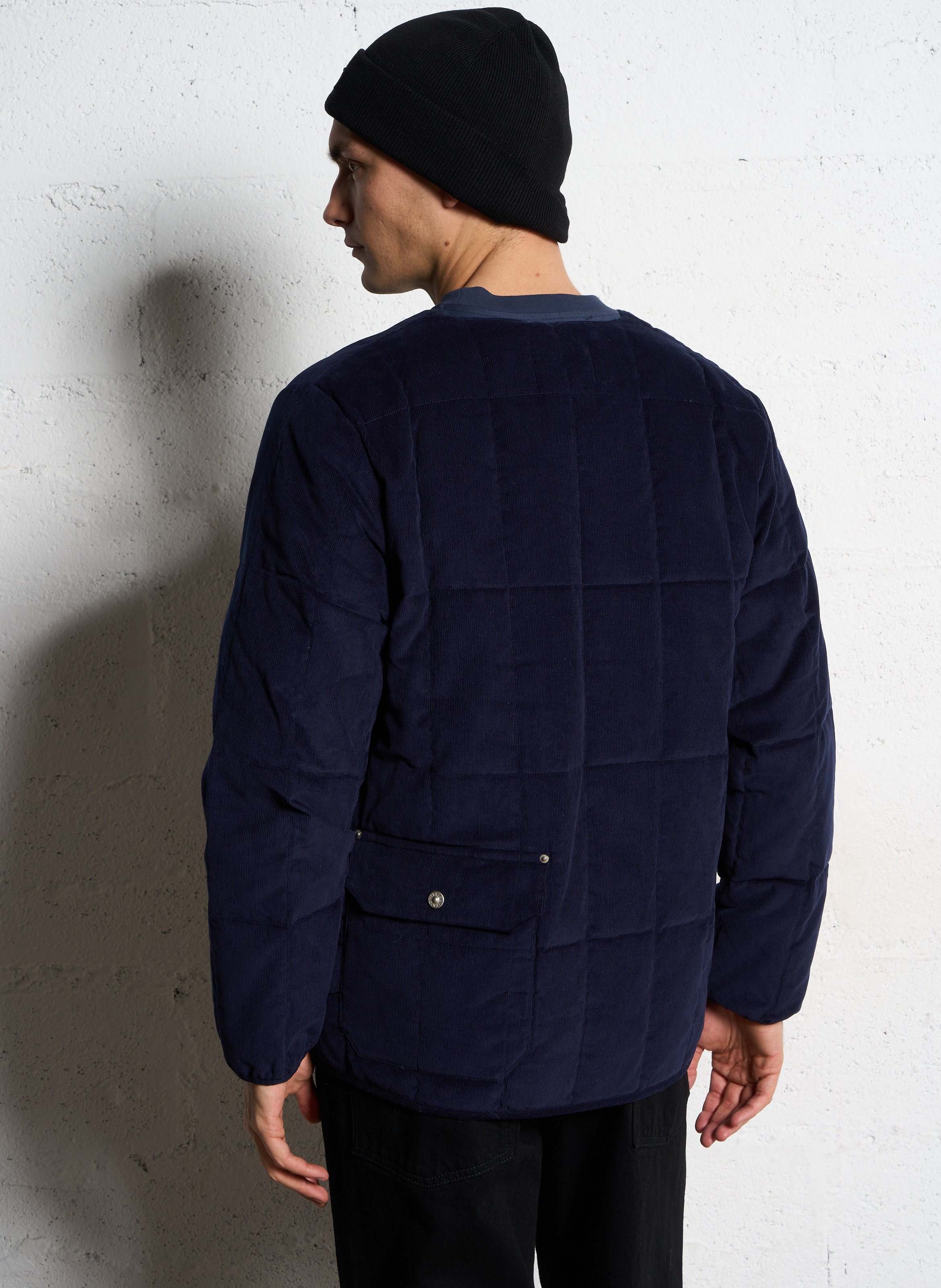Solid quilted straight velvet jacket TAION Blue
