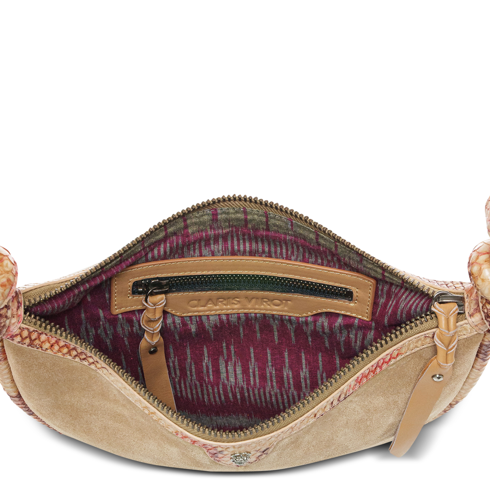 Sac en cuir velours mélangé CLARIS VIROT Marron