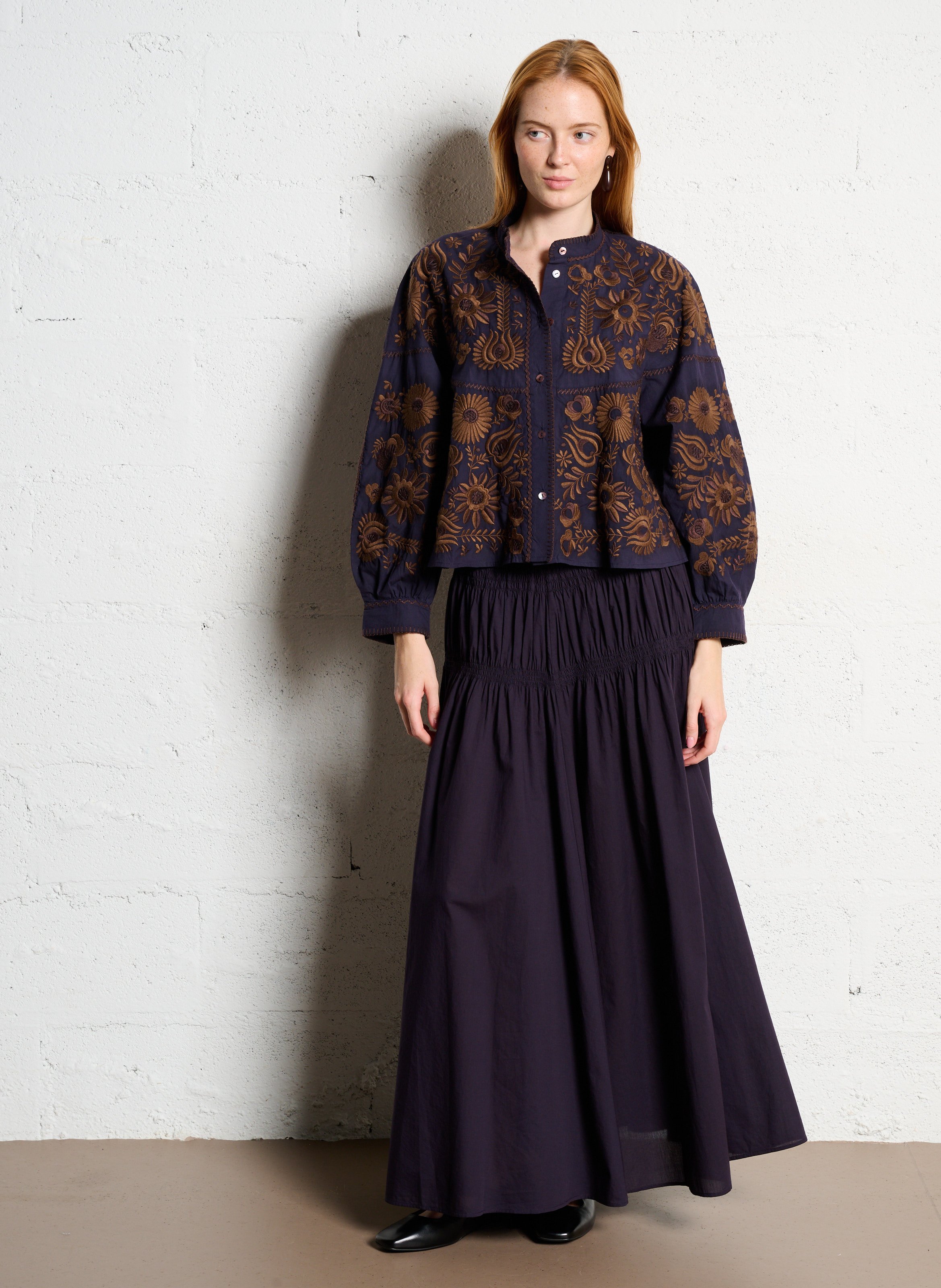 Chemise col rond en coton  ANTIK BATIK Bleu