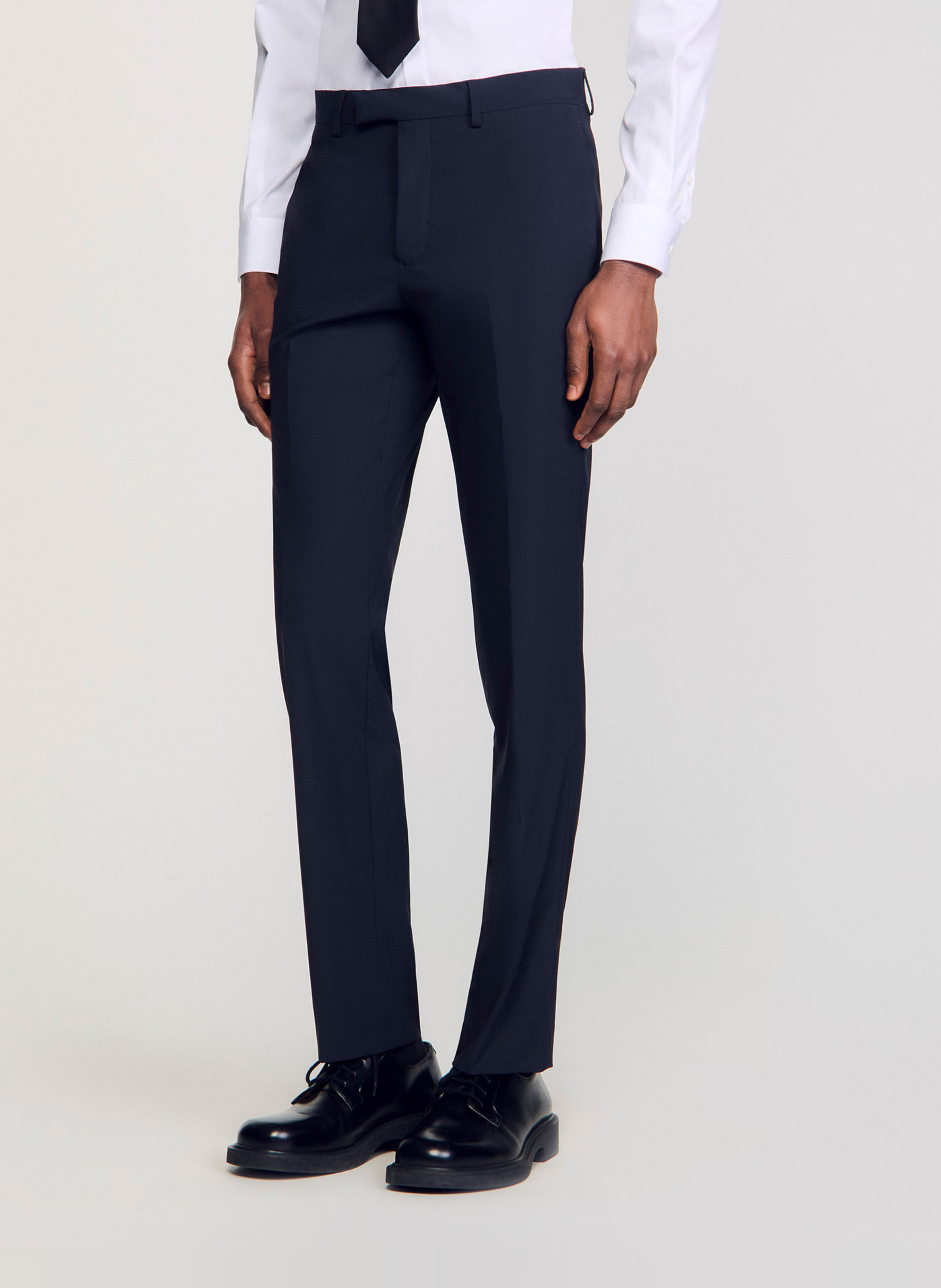 Pantalon de costume en laine mélangée SANDRO Bleu