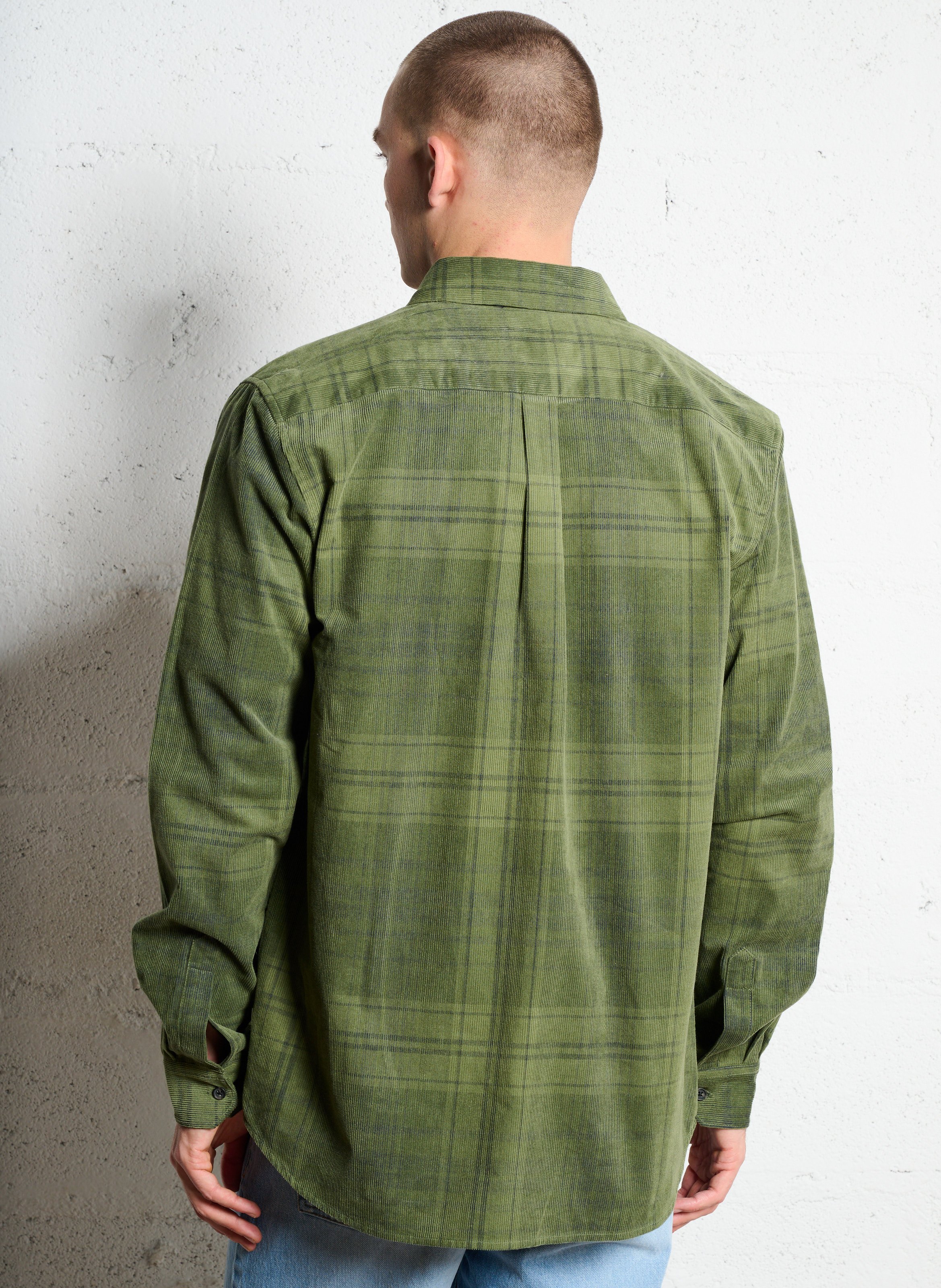 Rechte geruite corduroy blouse LES DEUX Groen