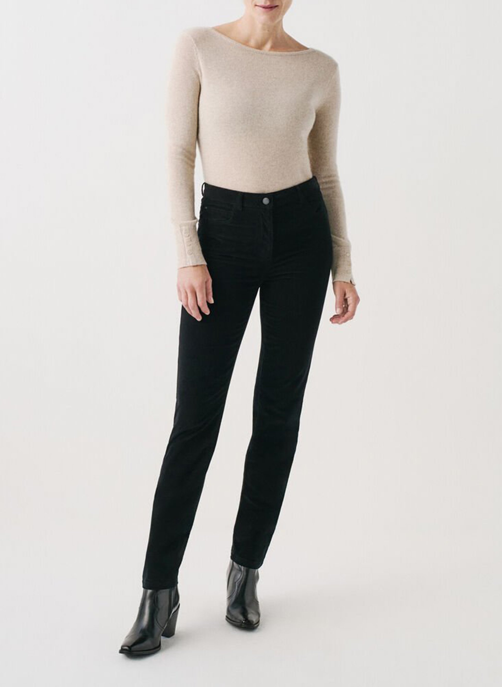 Smooth velvet slim-fit pants CAROLL Black