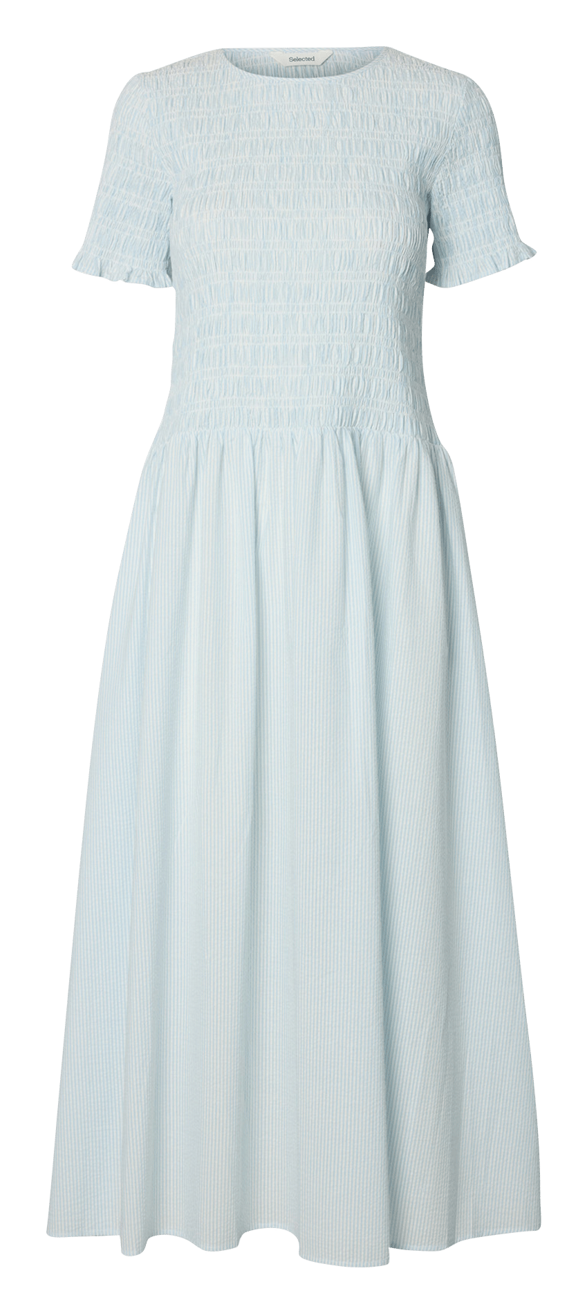 Long loose-fit organic cotton dress SELECTED Blue
