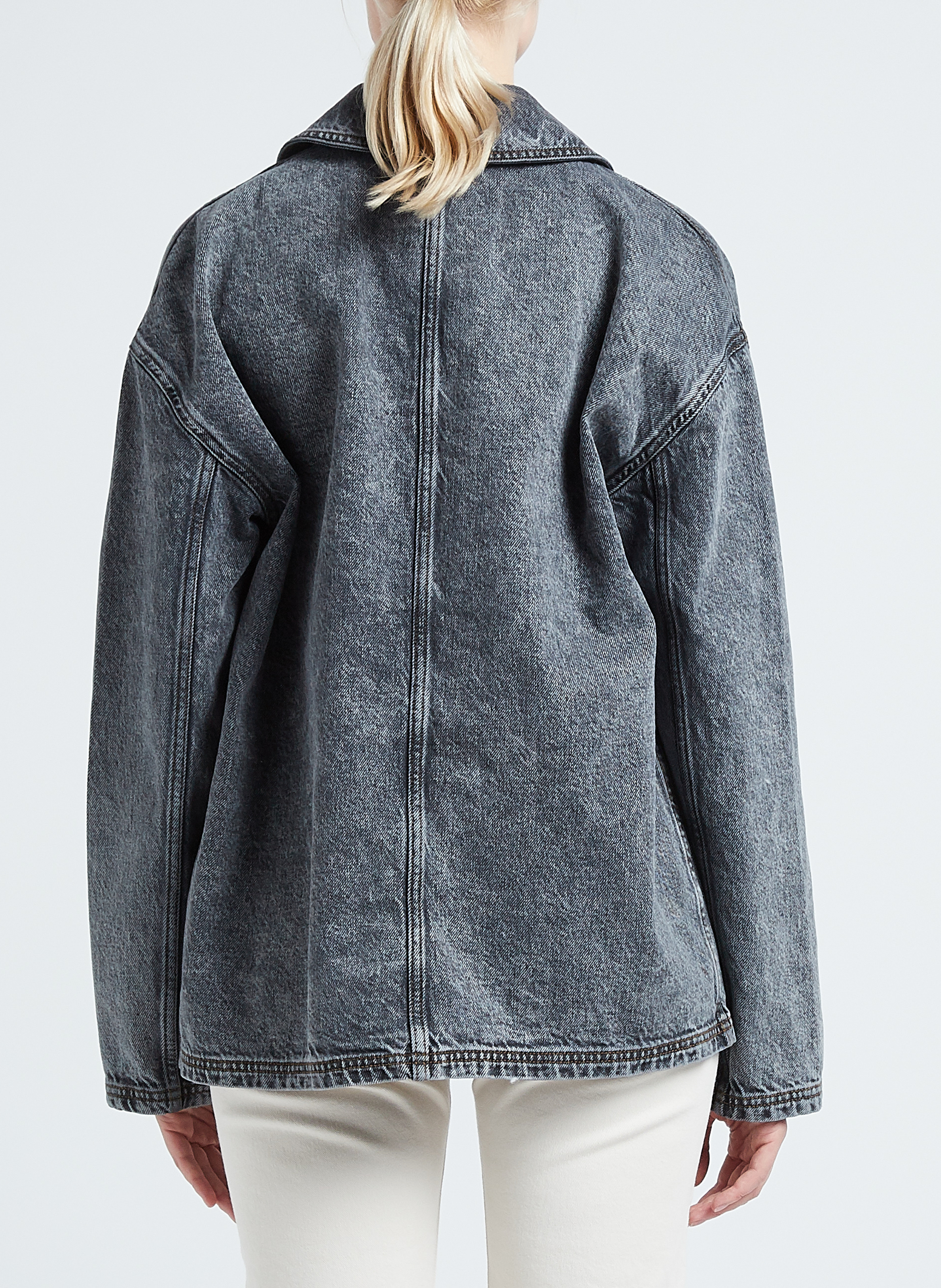 Jacke aus Baumwoll-Denim mit klassischem Kragen AMERICAN VINTAGE Grau