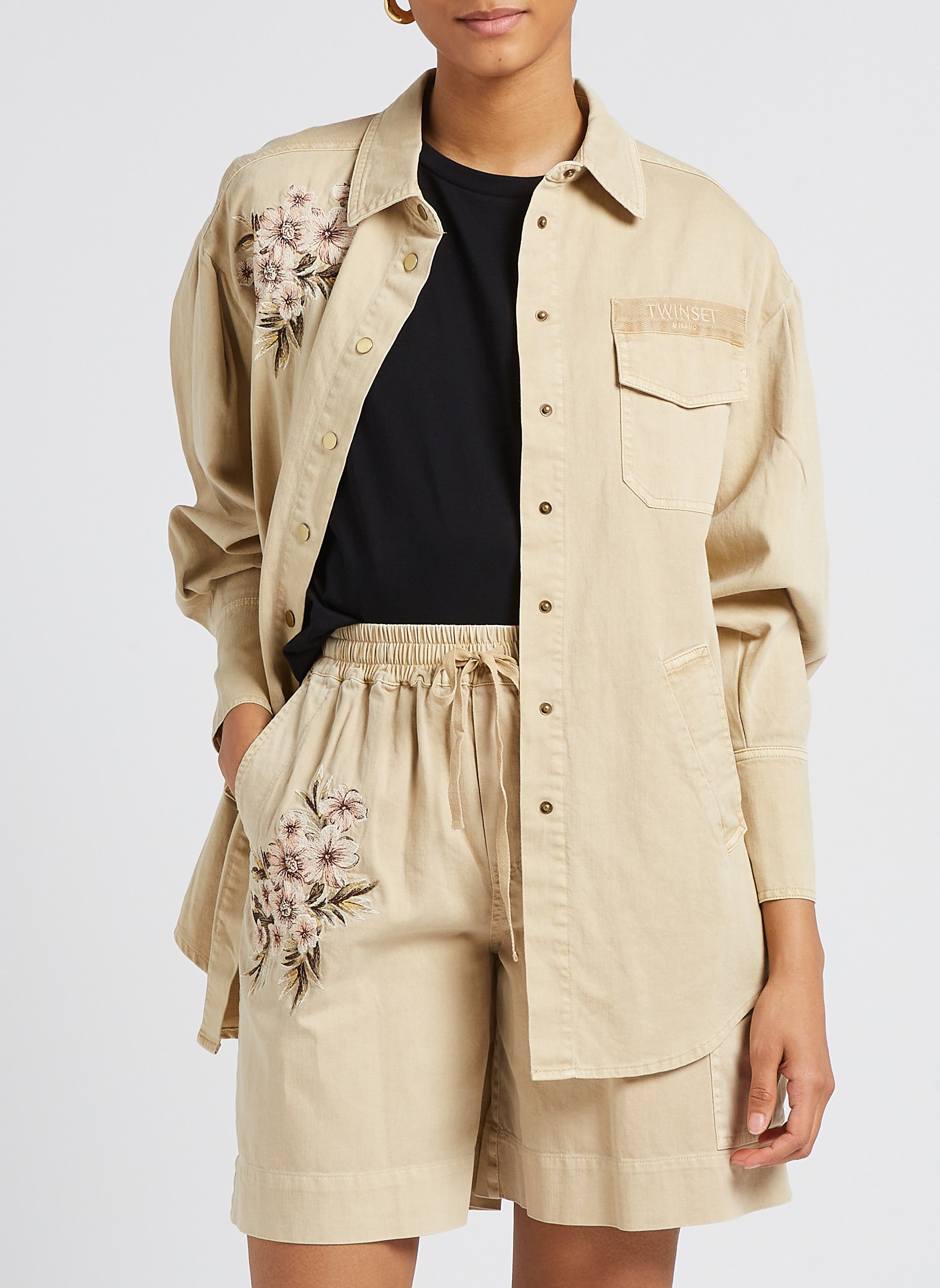 Veste en gabardine de coton mélangé  TWINSET Beige