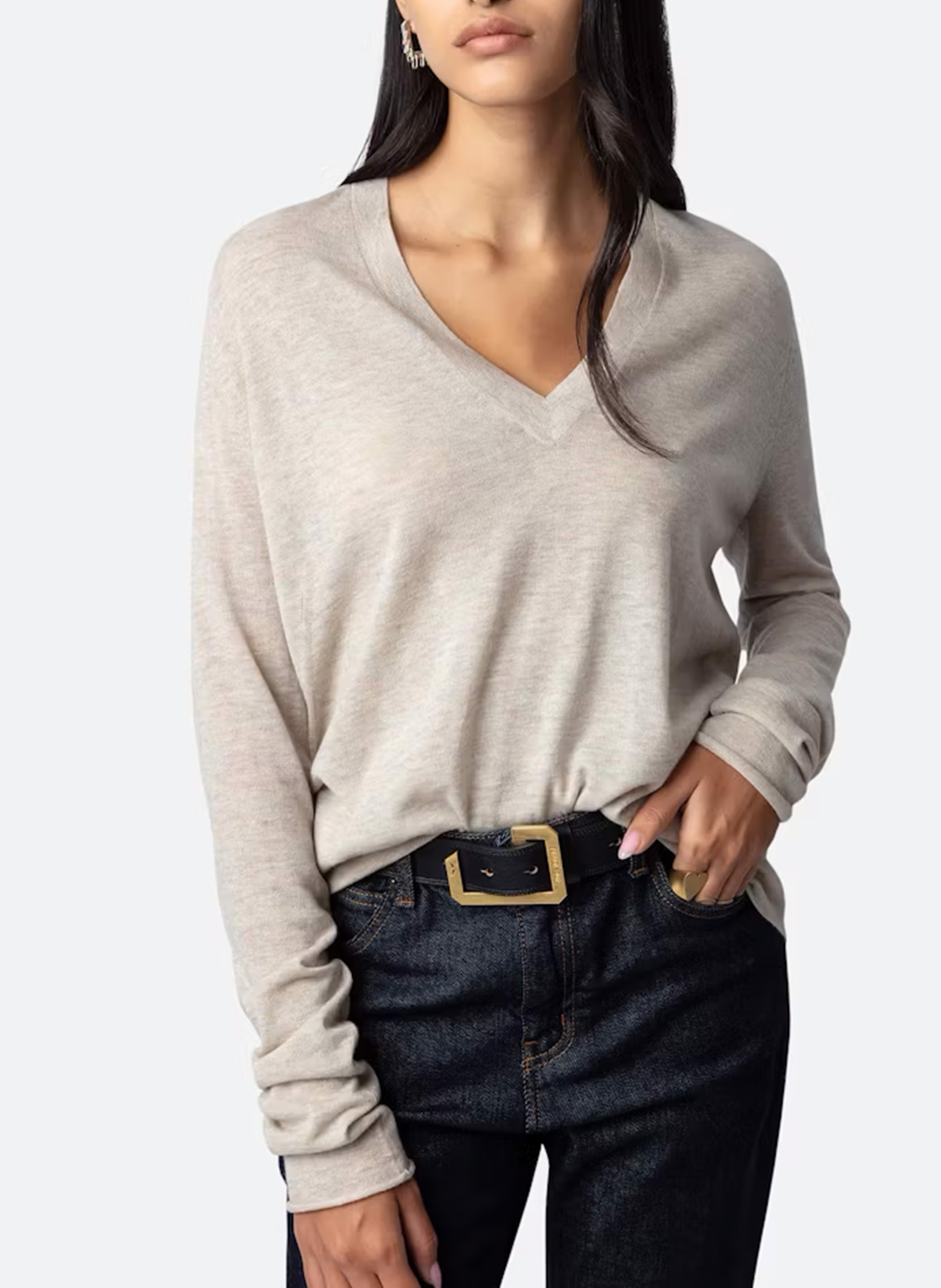 Kaschmirpullover mit V-Ausschnitt ZADIG&VOLTAIRE Beige