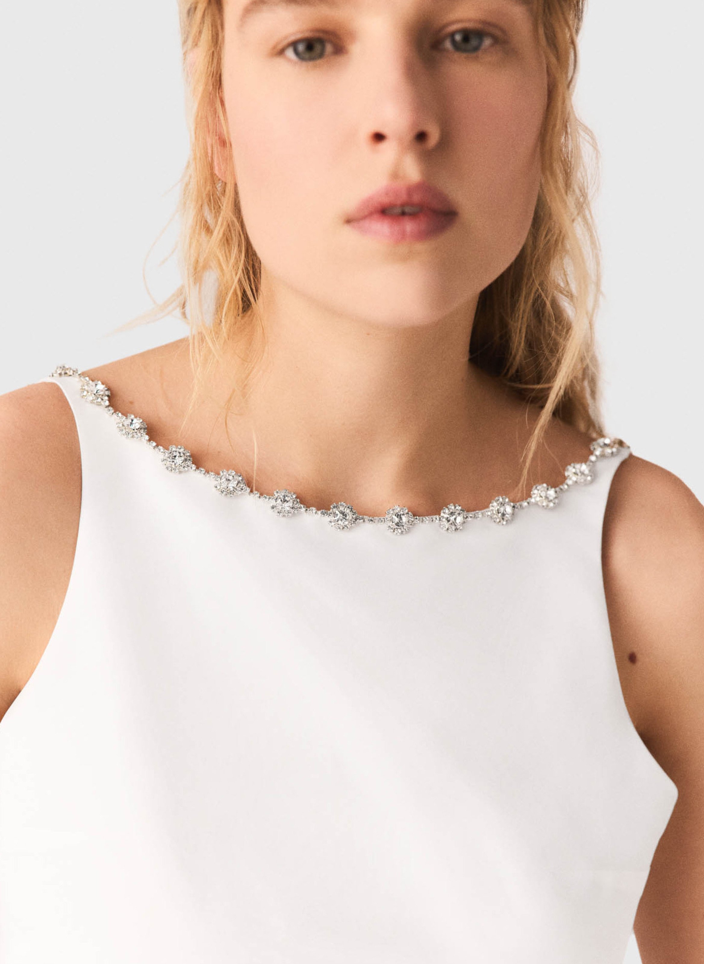 Top court strass MAJE Blanc