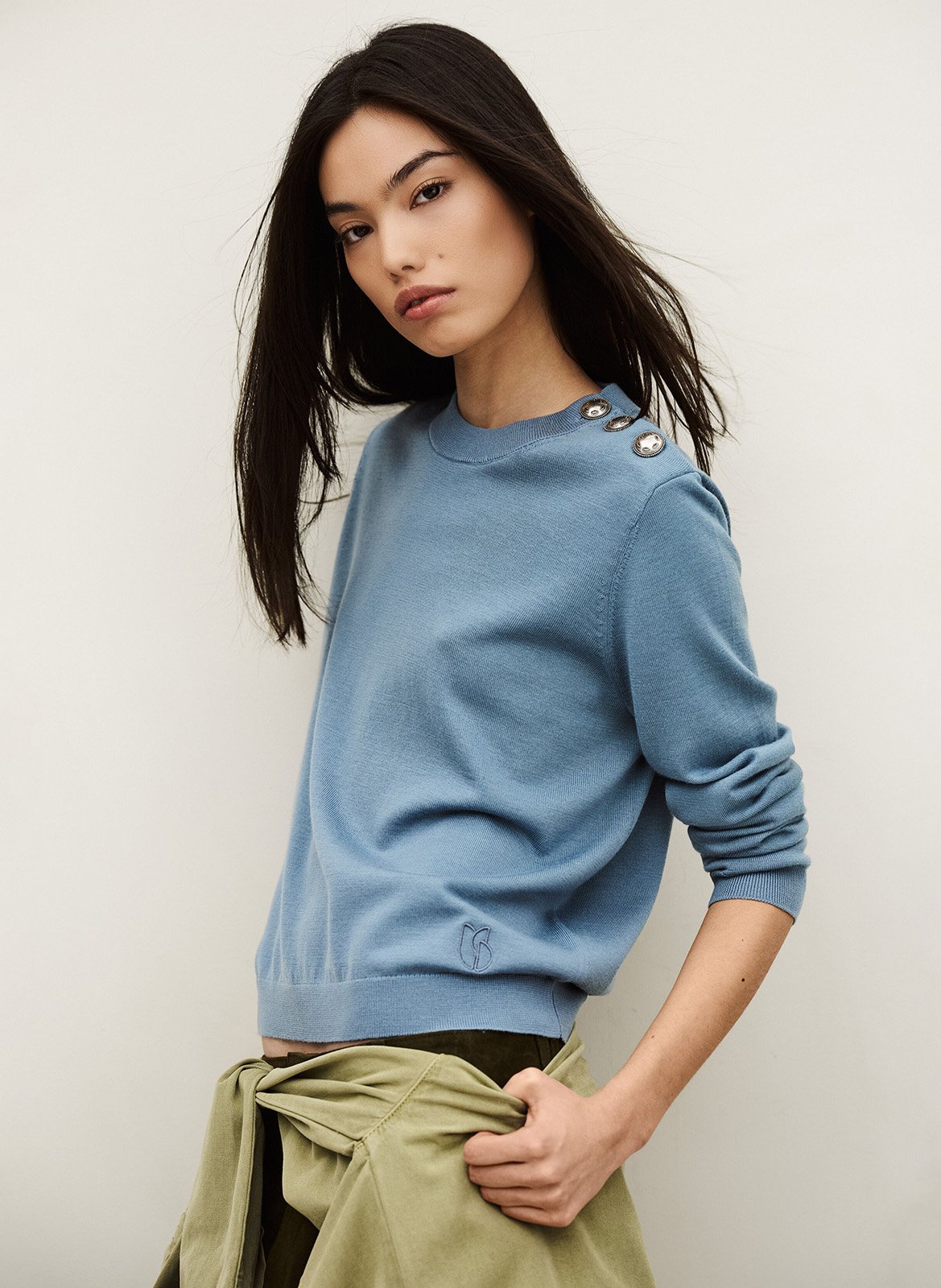 Straight round-neck wool sweater BA&SH Blue