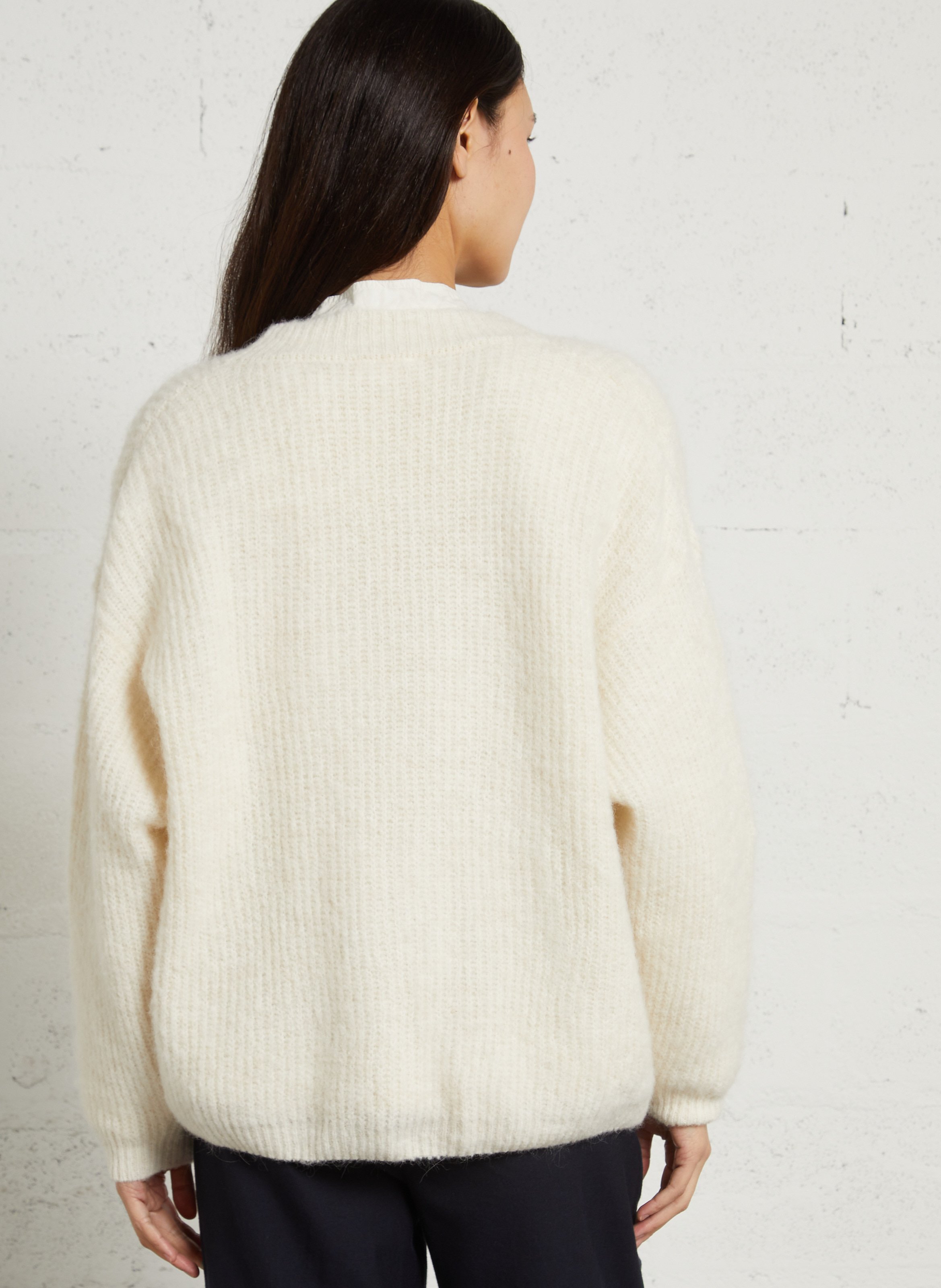 Wijd vest van tricotmix met V-hals AMERICAN VINTAGE Beige