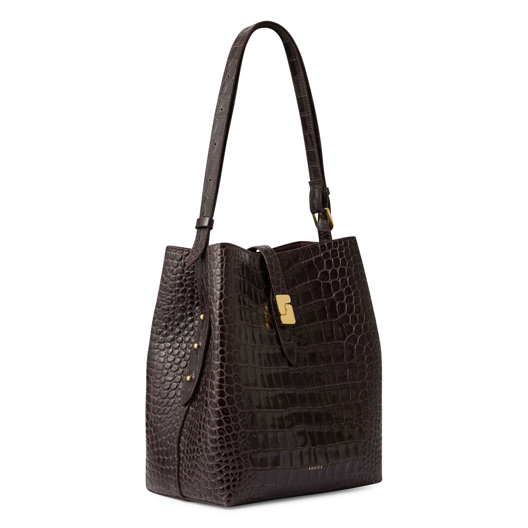 Bucket bag with suede leather shoulder strap SOEUR Brown