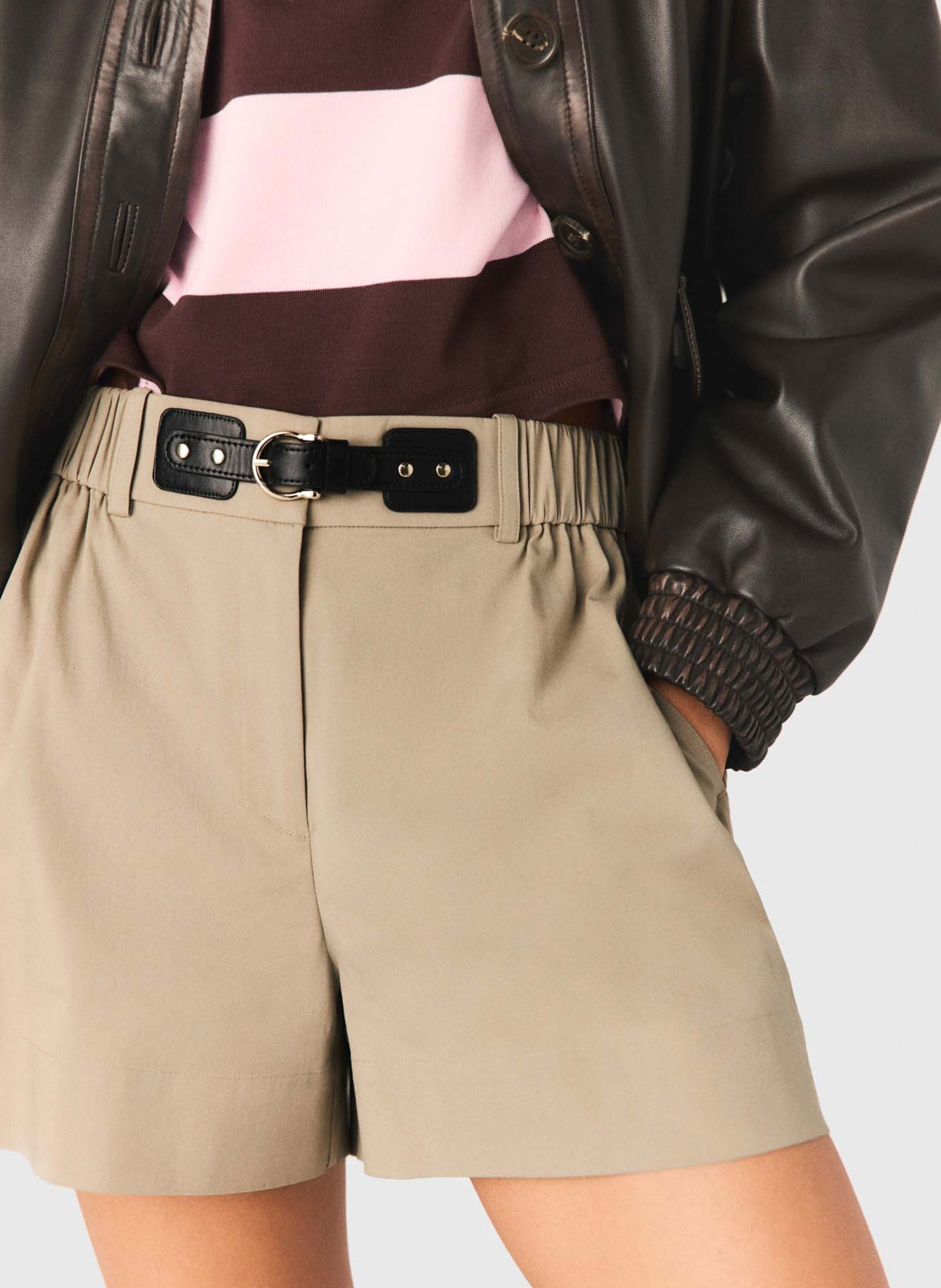 Straight cotton-blend shorts MAJE Beige