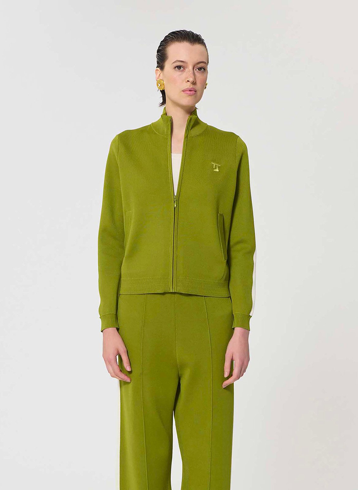 Gilet droit col montant en maille TARA JARMON Vert