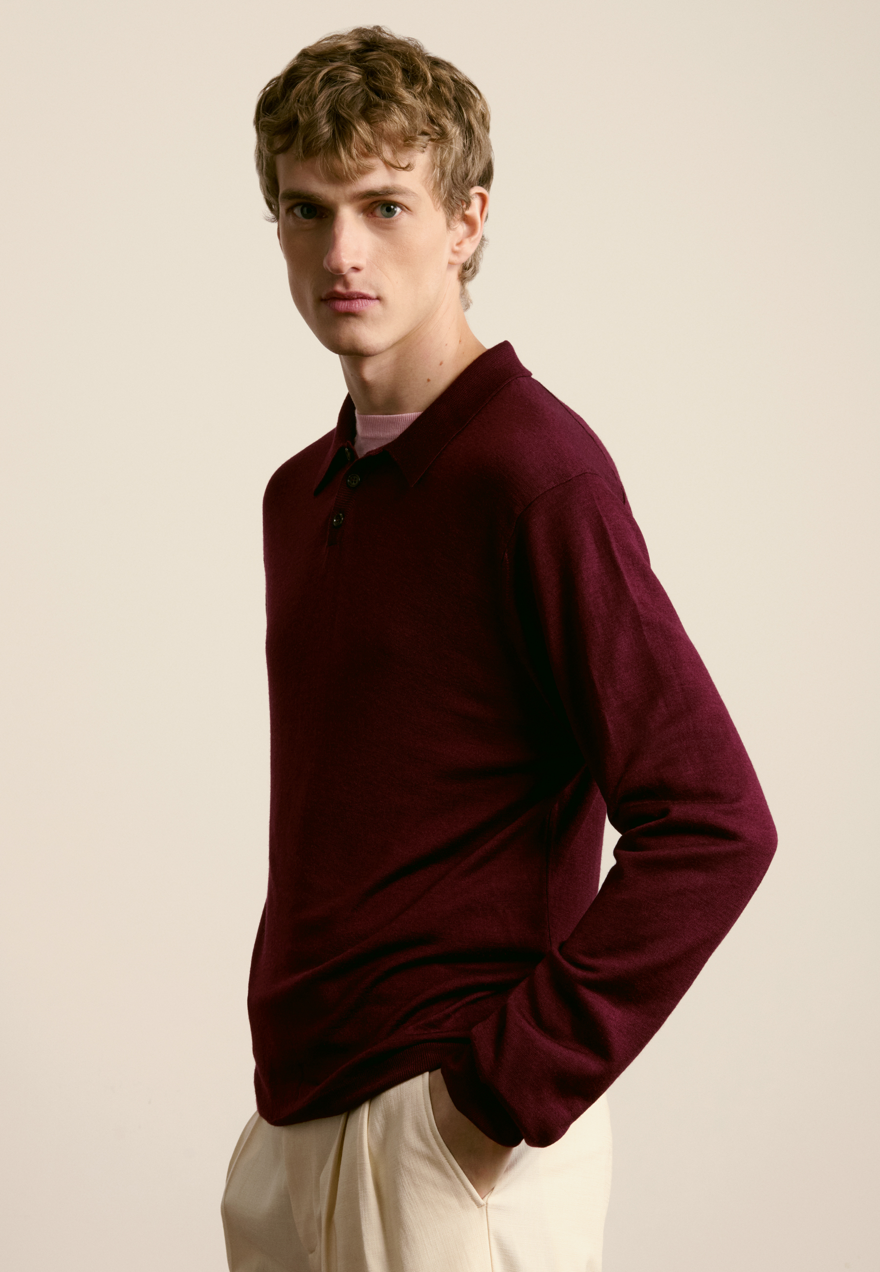 Wool and silk polo neck sweater MAISON MONTAGUT Purple