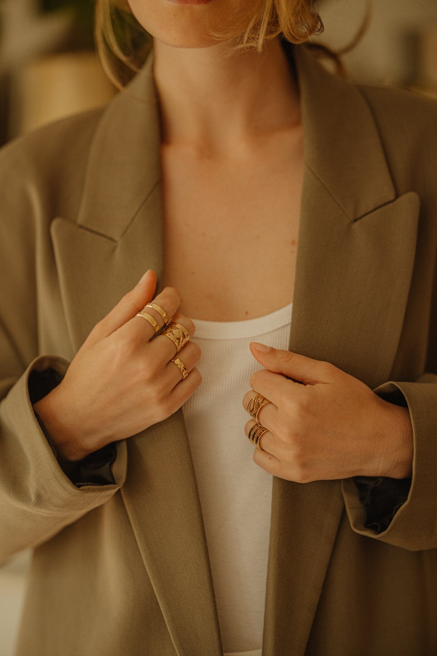 Hammered gold plated ring MONSIEUR SIMONE Golden