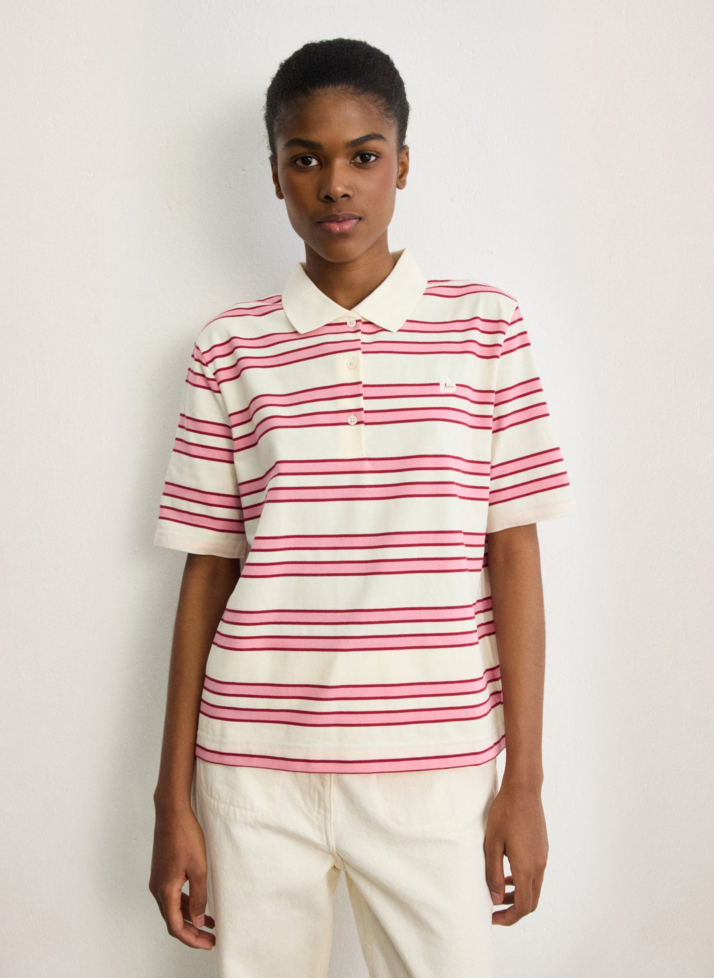 Polo droit en coton mélangé rayé PABLO