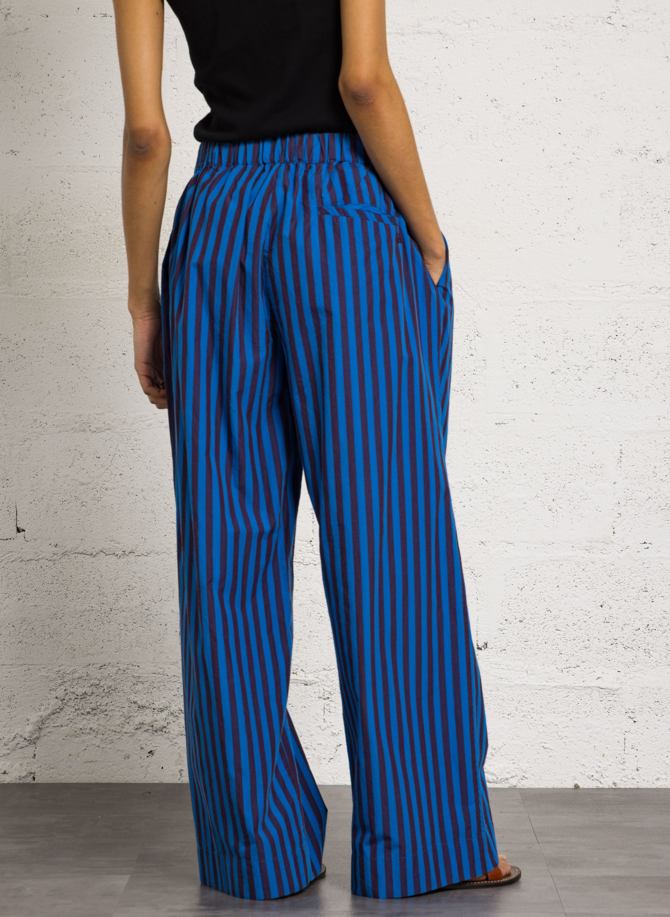 Pantalon droit à rayures LEON & HARPER Bleu