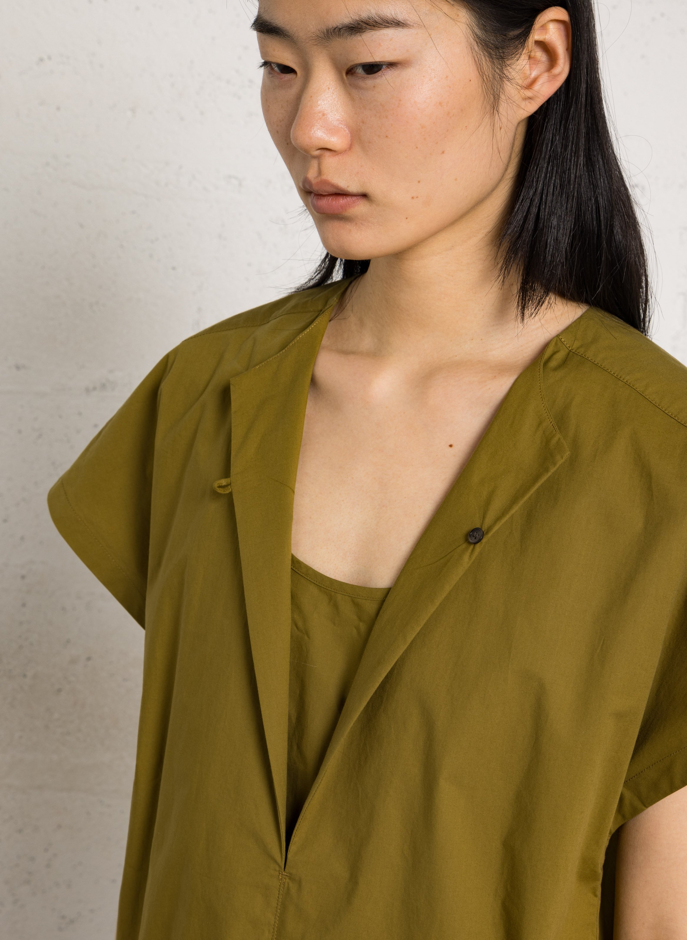 Organic cotton round neck midi dress SOEUR Green