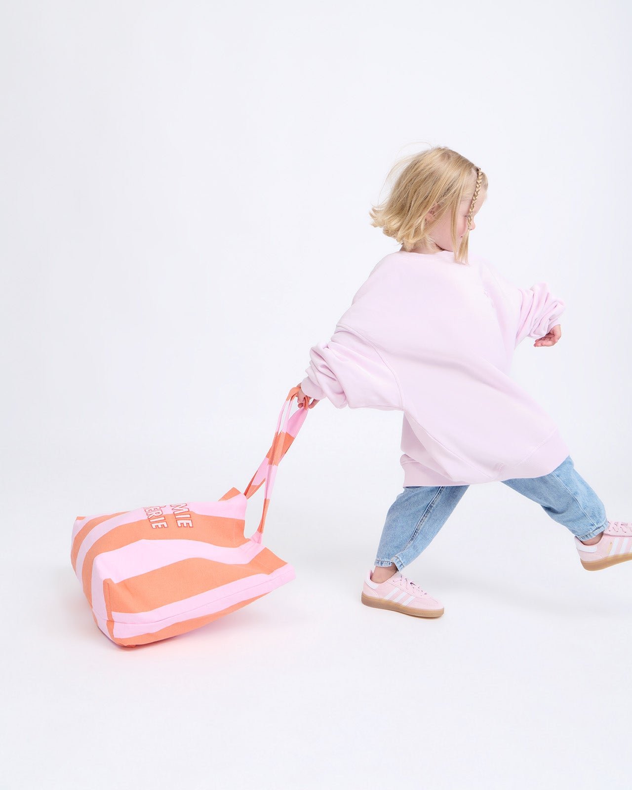 Cabas rayé brodé mamie chérie EMOI EMOI Orange