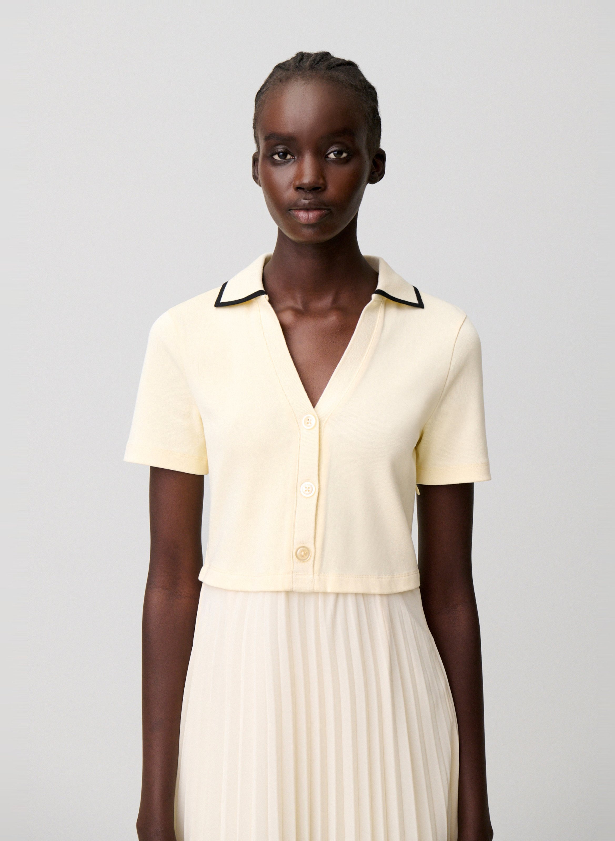 Robe longue col classique en maille CLAUDIE PIERLOT Beige