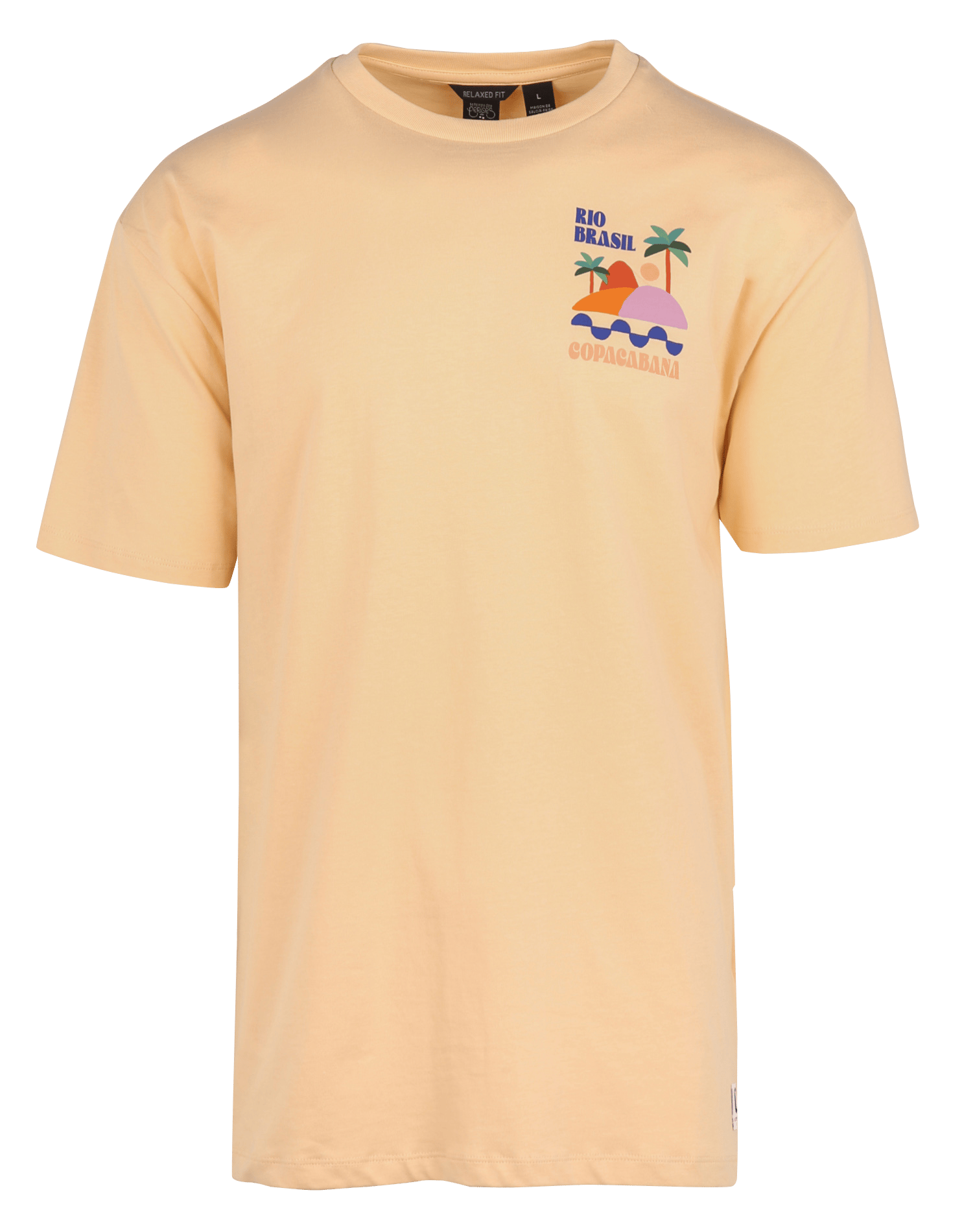 Tee-shirt droit col rond en coton sérigraphié LE TEMPS DES CERISES Jaune