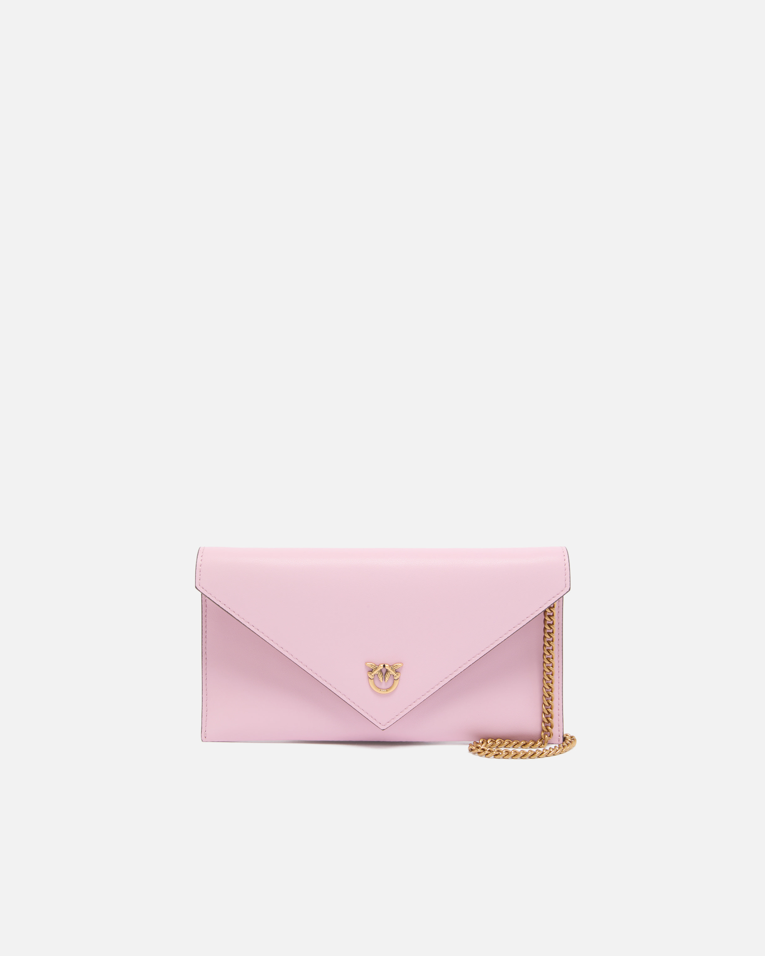 Small envelope clutch in smooth leather with love birds logo PINKO
