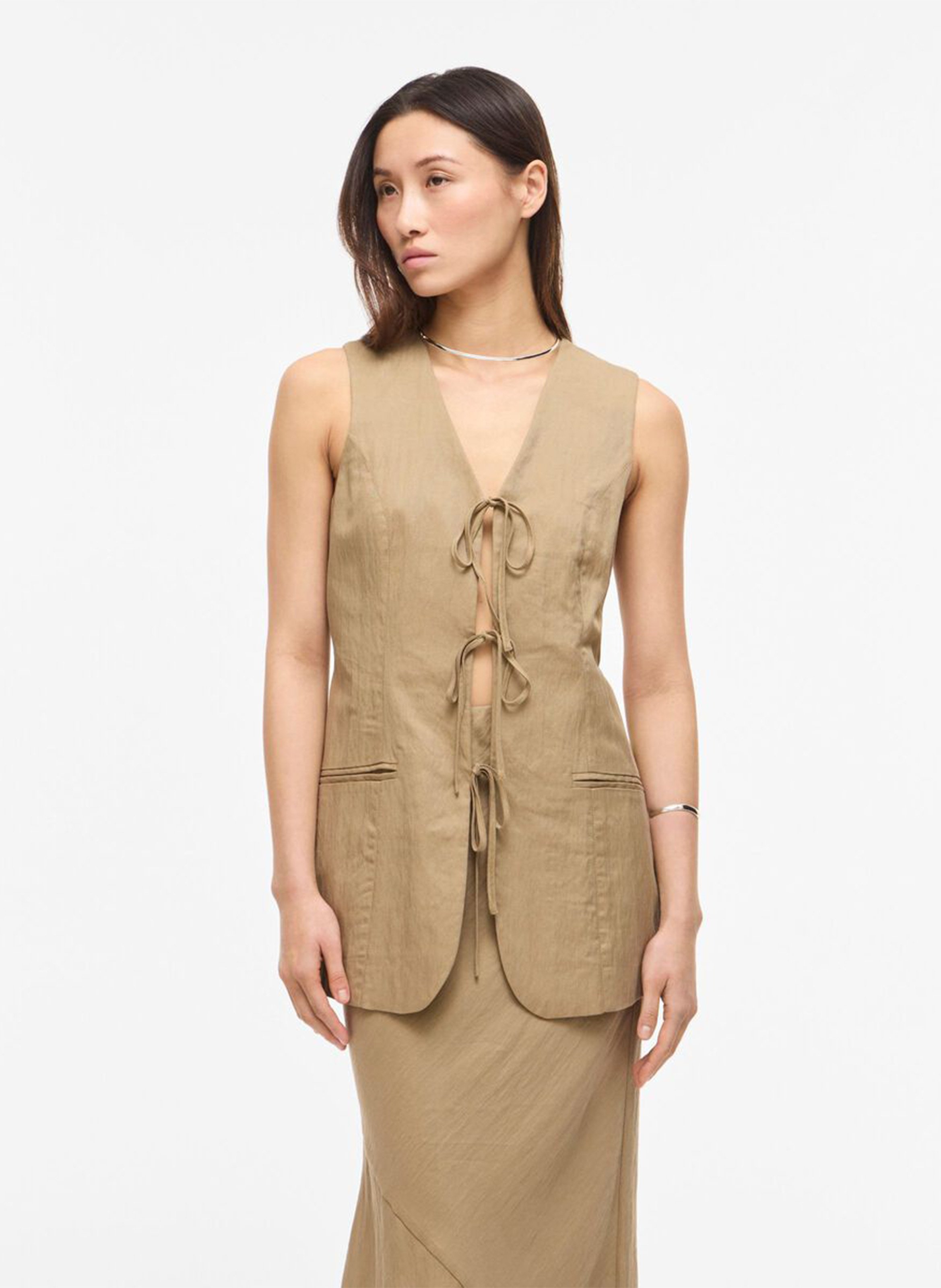 Top cintré col v ROUGE EDIT Marron